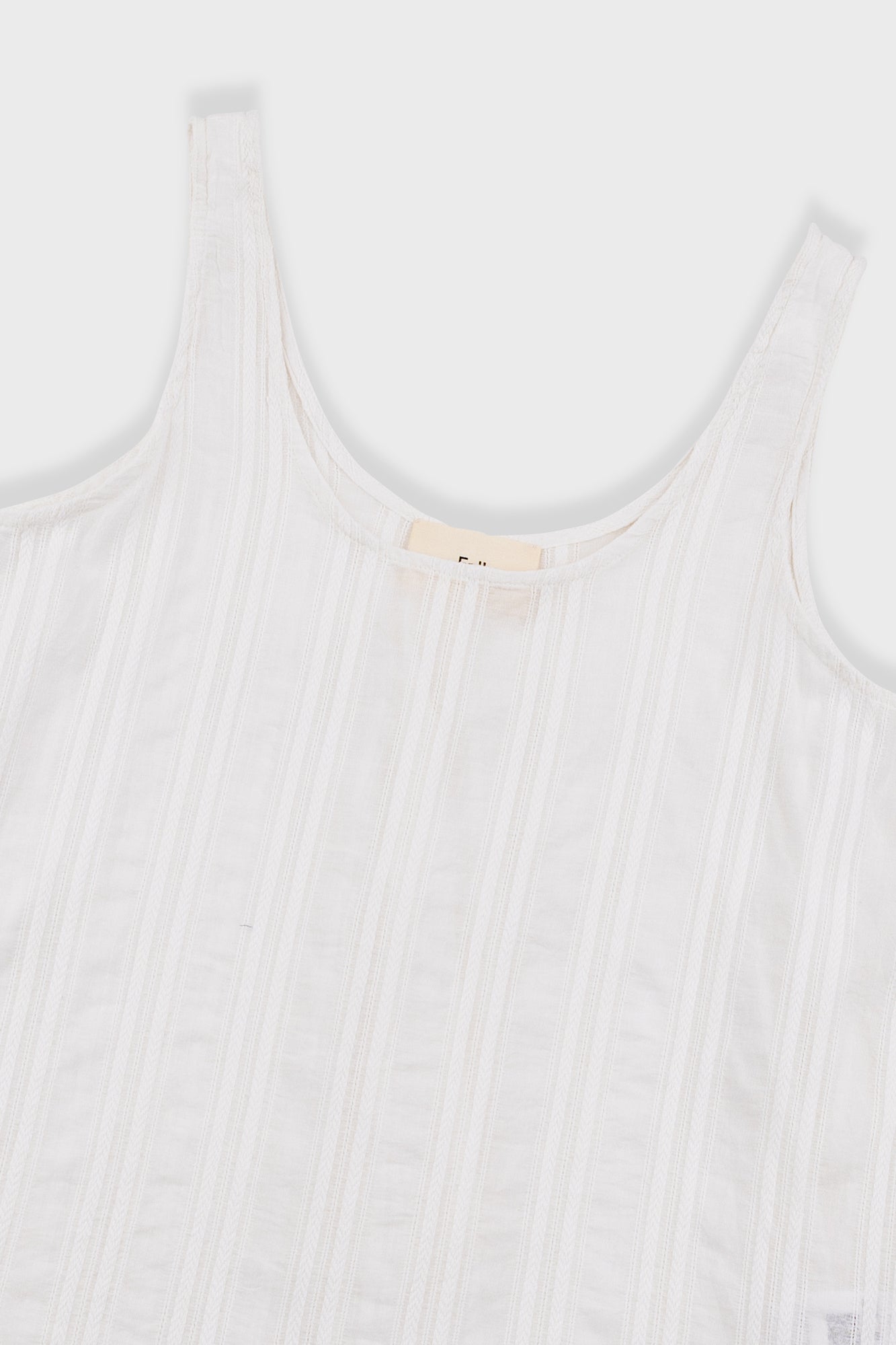 Pleated Scoop Back Vest - Off White Dobby Stripe