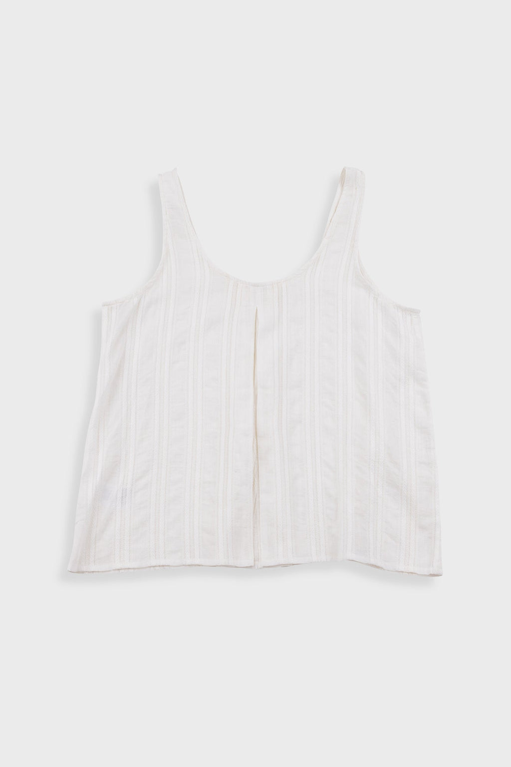 Pleated Scoop Back Vest - Off White Dobby Stripe