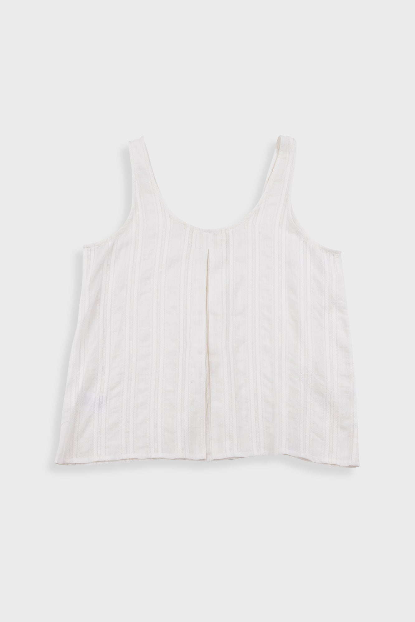 Pleated Scoop Back Vest - Off White Dobby Stripe