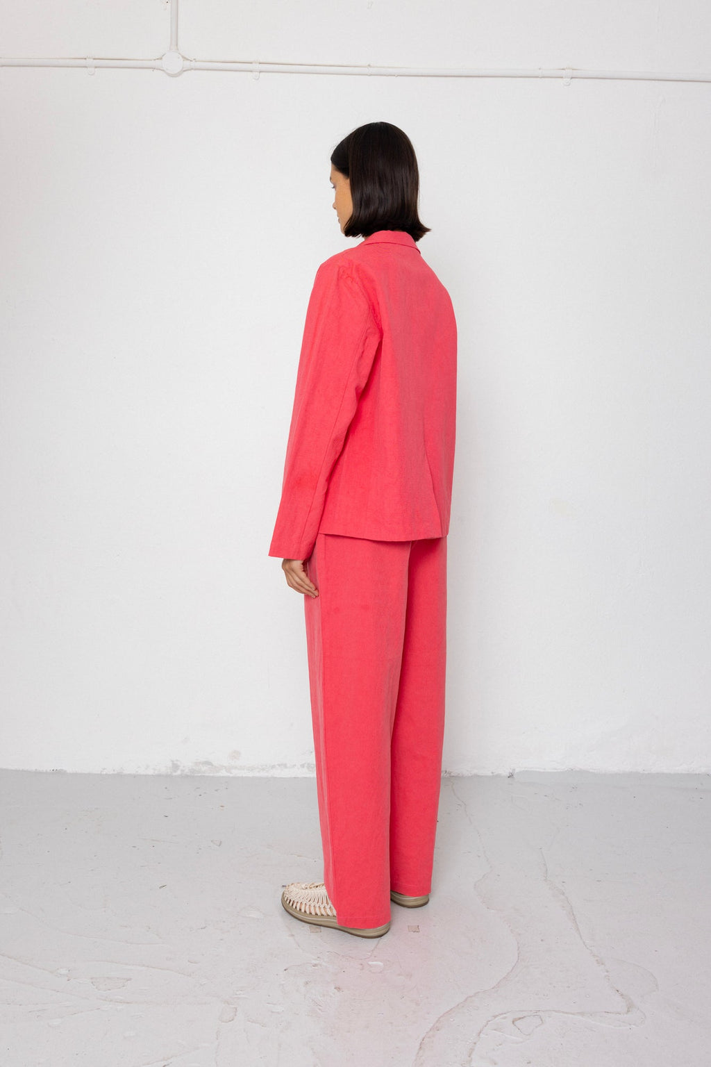 Relaxed Fit Blazer - Rose Red
