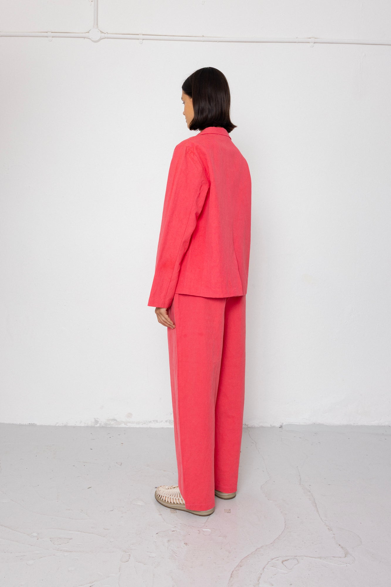 Relaxed Fit Blazer - Rose Red