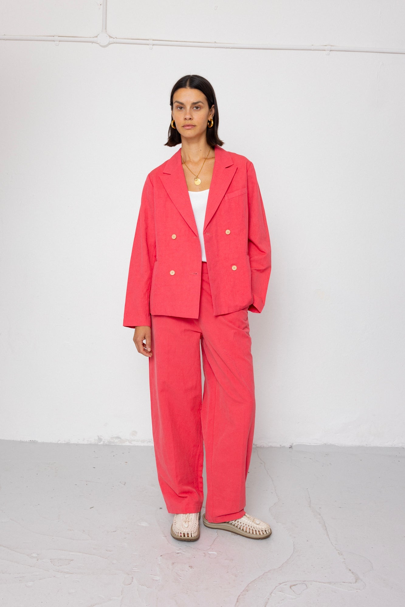 Relaxed Fit Blazer - Rose Red