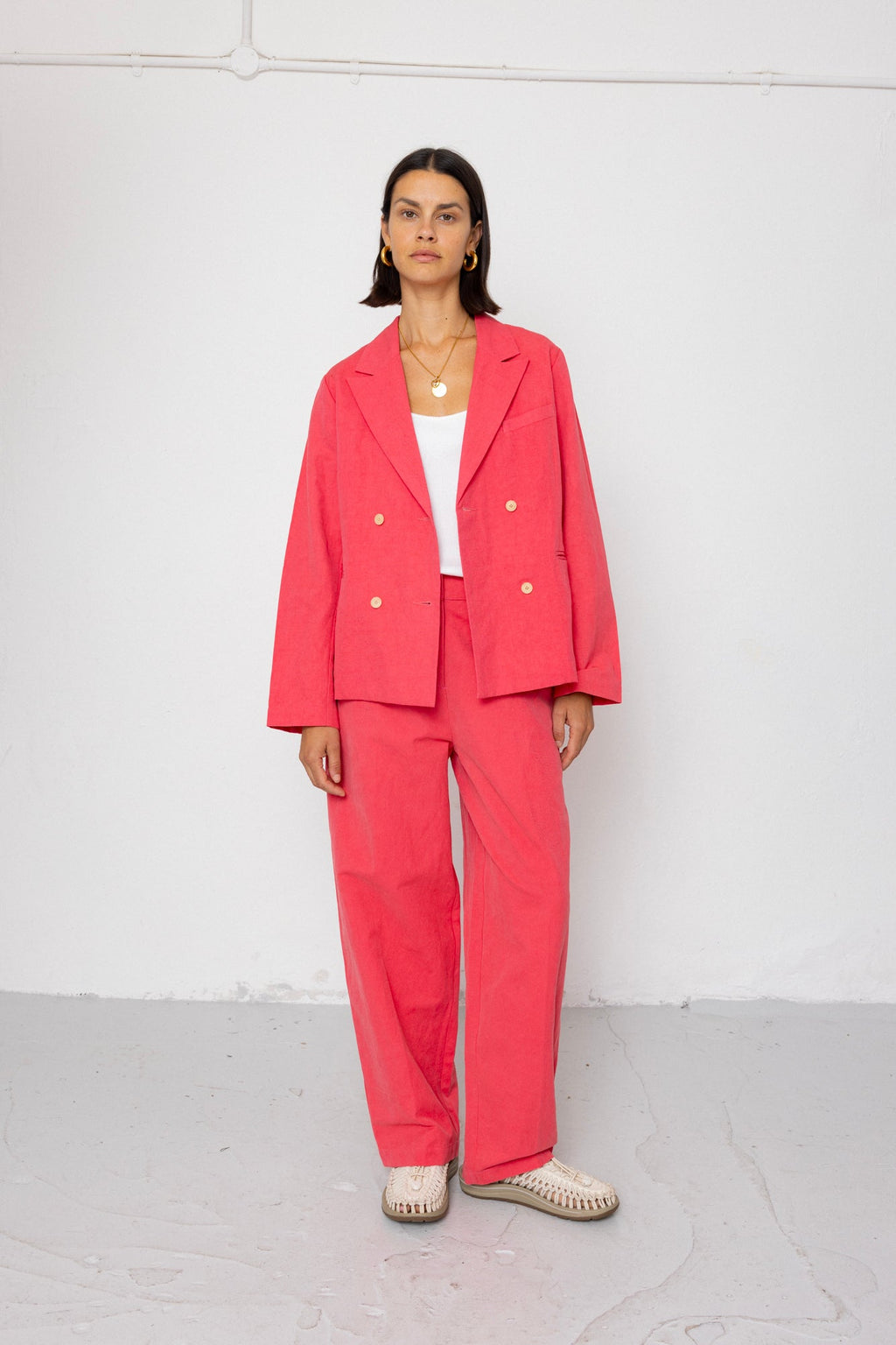 Relaxed Fit Blazer - Rose Red