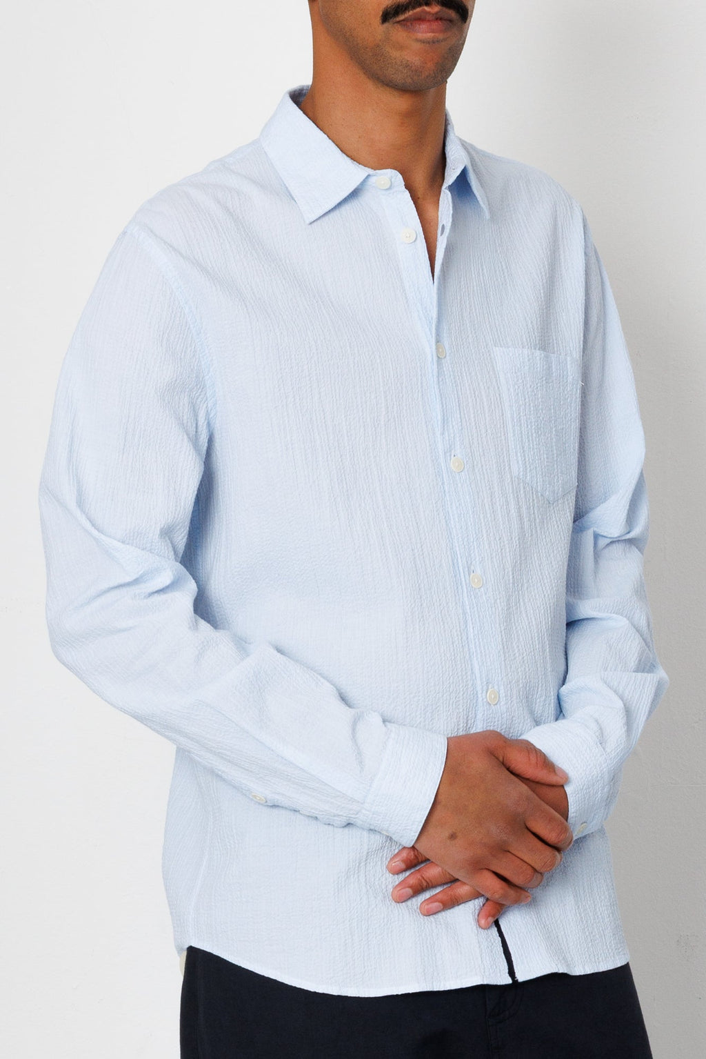 Relaxed Fit Shirt - Light Blue Texture