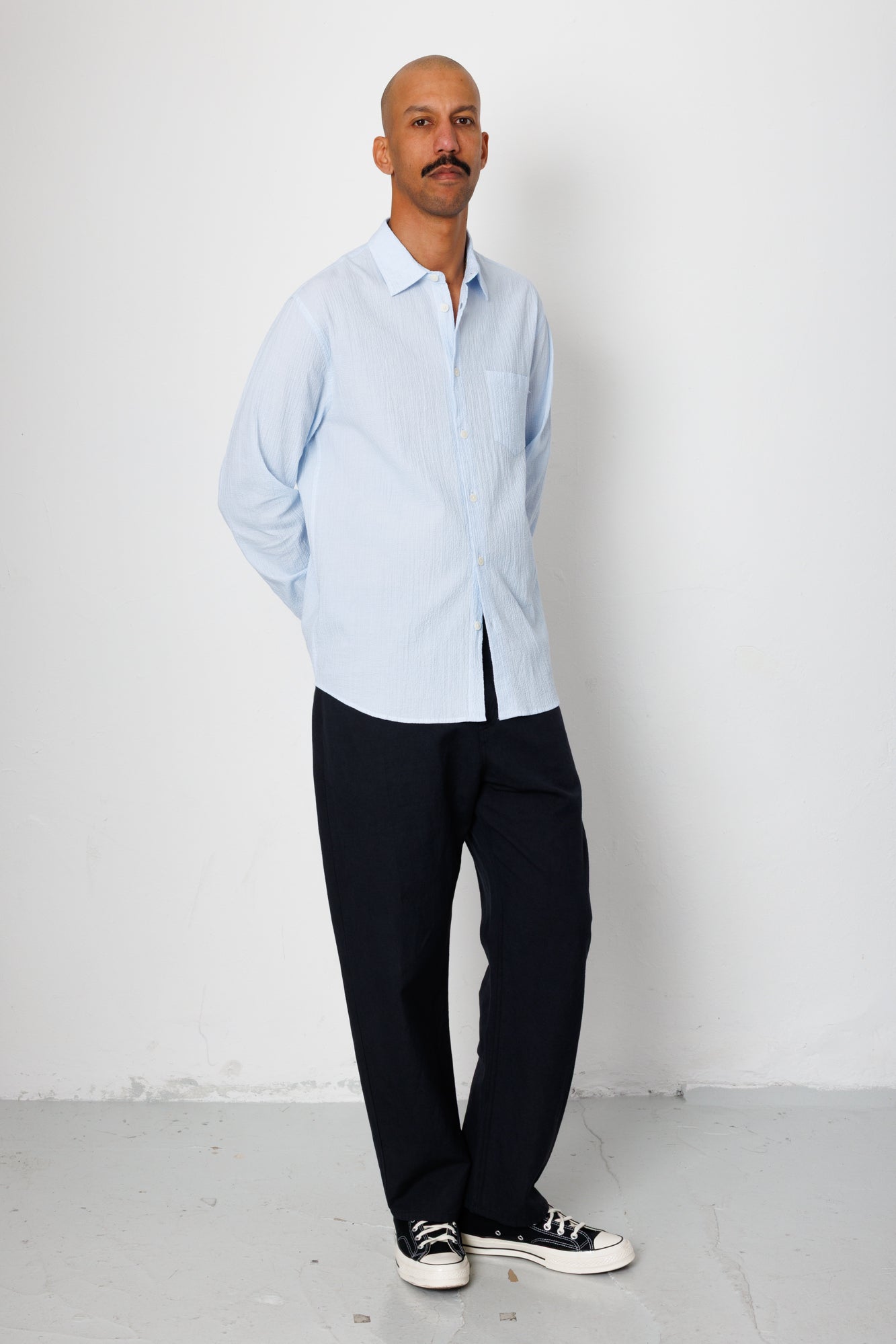 Relaxed Fit Shirt - Light Blue Texture