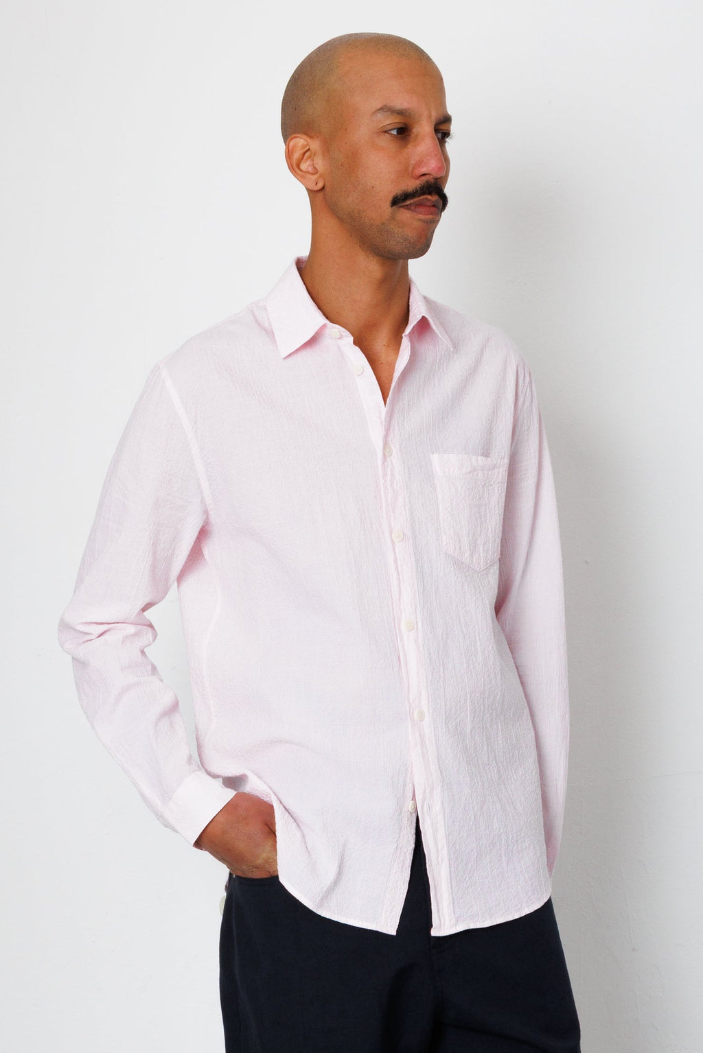 Relaxed Fit Shirt - Pink Fine Stripe