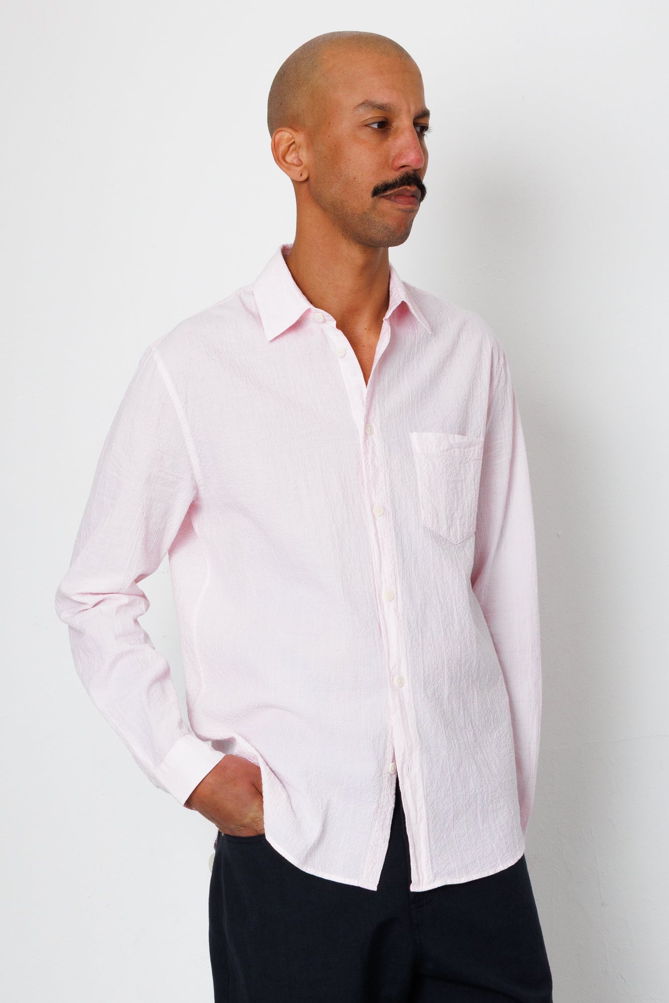 Relaxed Fit Shirt - Pink Fine Stripe