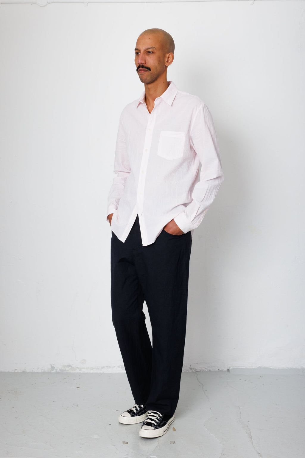 Relaxed Fit Shirt - Pink Fine Stripe