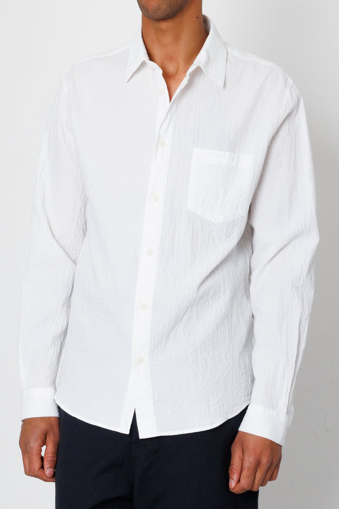 Relaxed Fit Shirt - White Bubble Seersucker