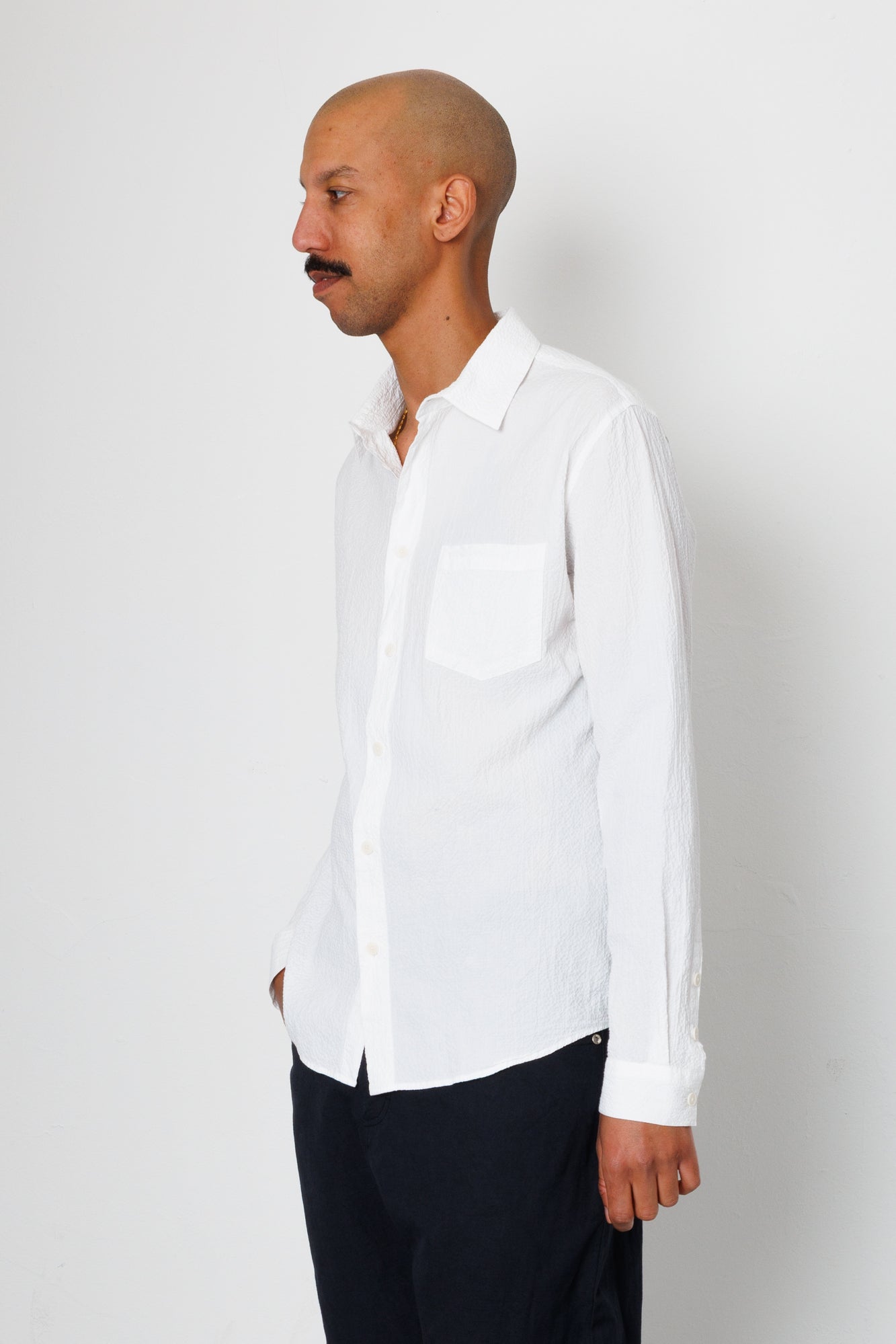 Relaxed Fit Shirt - White Bubble Seersucker