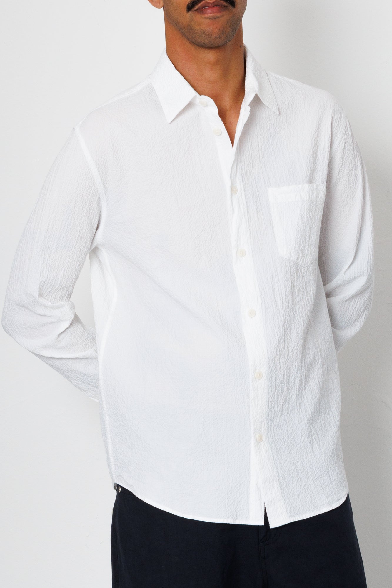 Relaxed Fit Shirt - White Bubble Seersucker