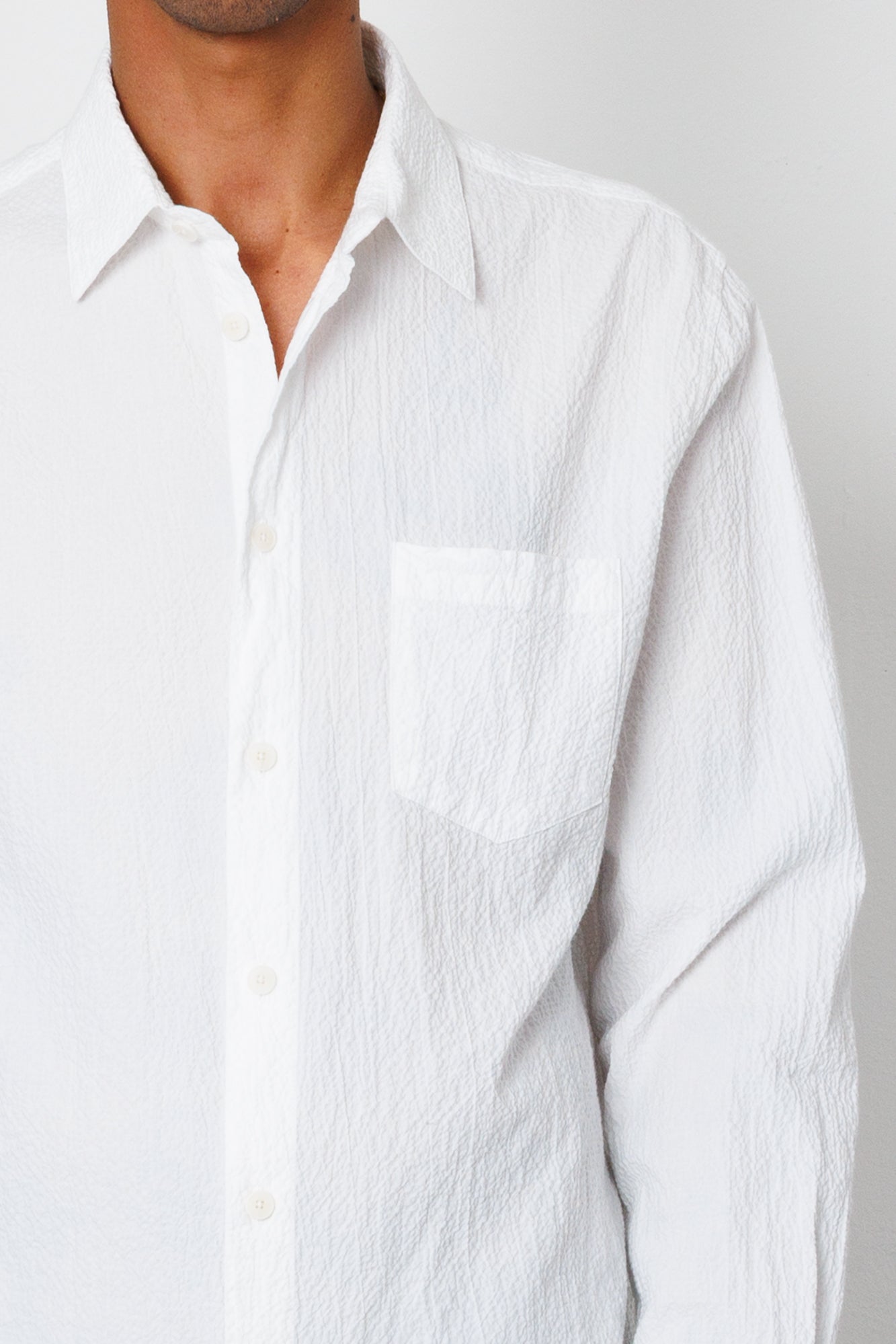 Relaxed Fit Shirt - White Bubble Seersucker