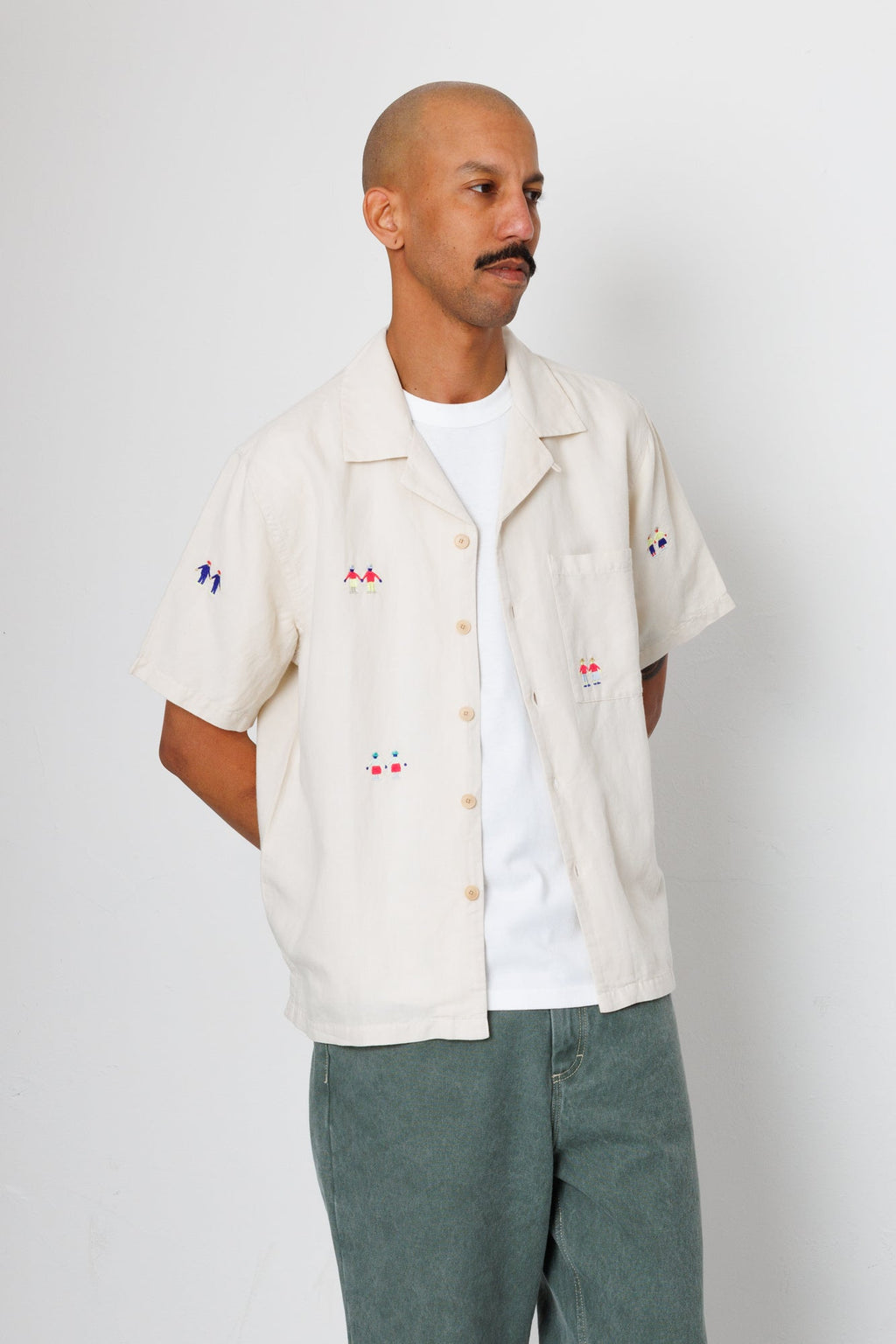 Relaxed Soft Collar Shirt - Ecru Embroidery | END. Exclusive