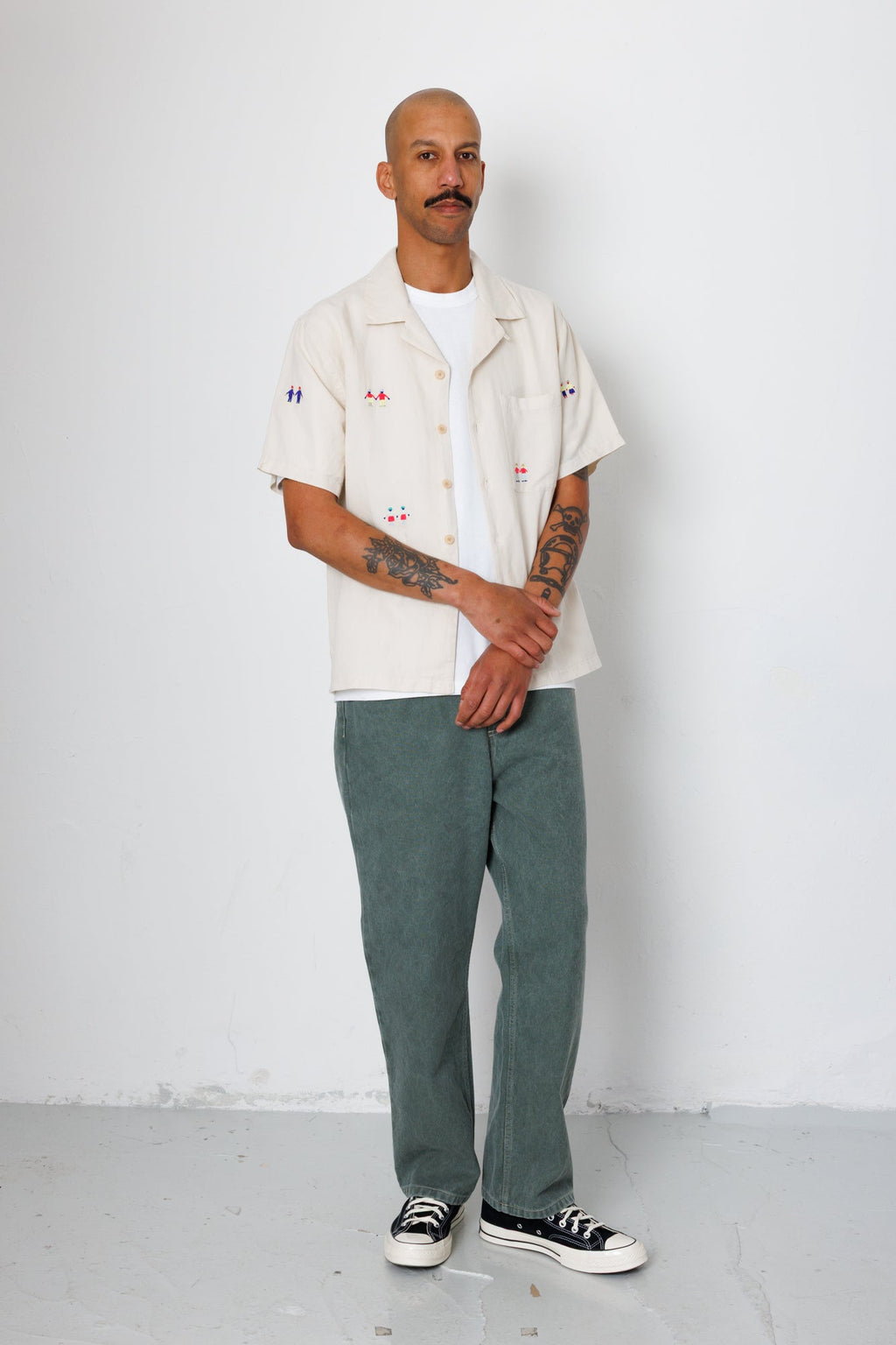 Relaxed Soft Collar Shirt - Ecru Embroidery | END. Exclusive
