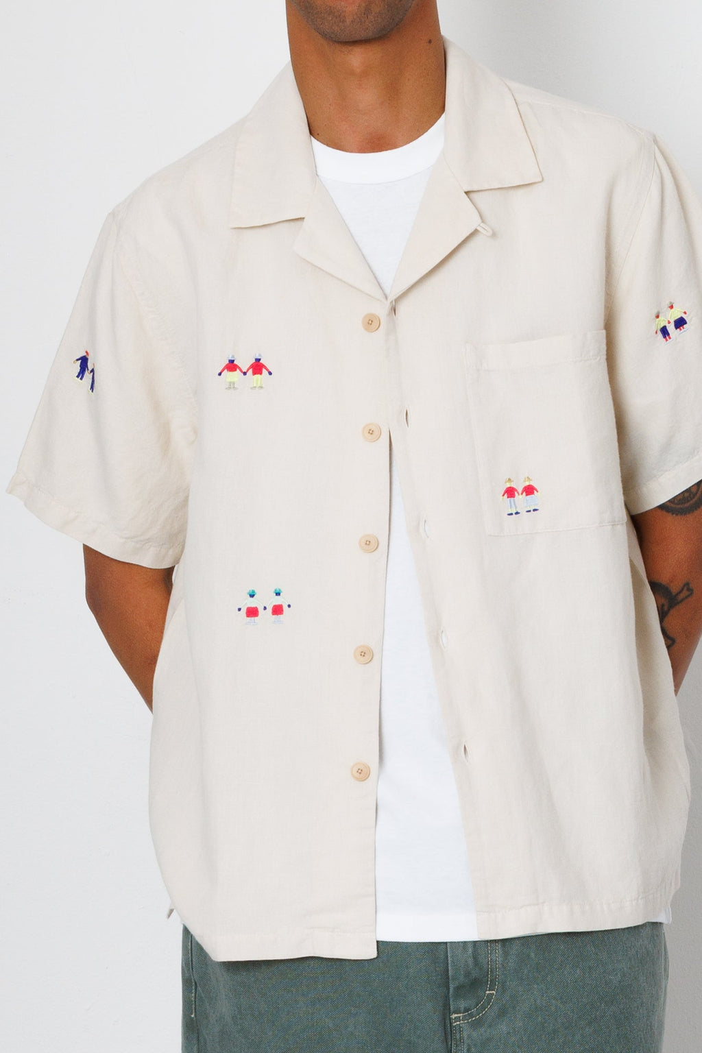 Relaxed Soft Collar Shirt - Ecru Embroidery | END. Exclusive