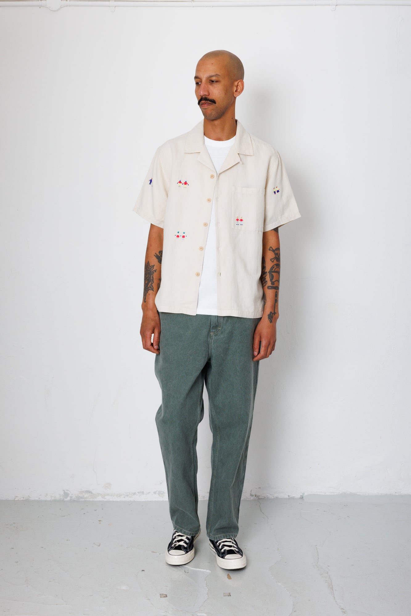 Relaxed Soft Collar Shirt - Ecru Embroidery | END. Exclusive