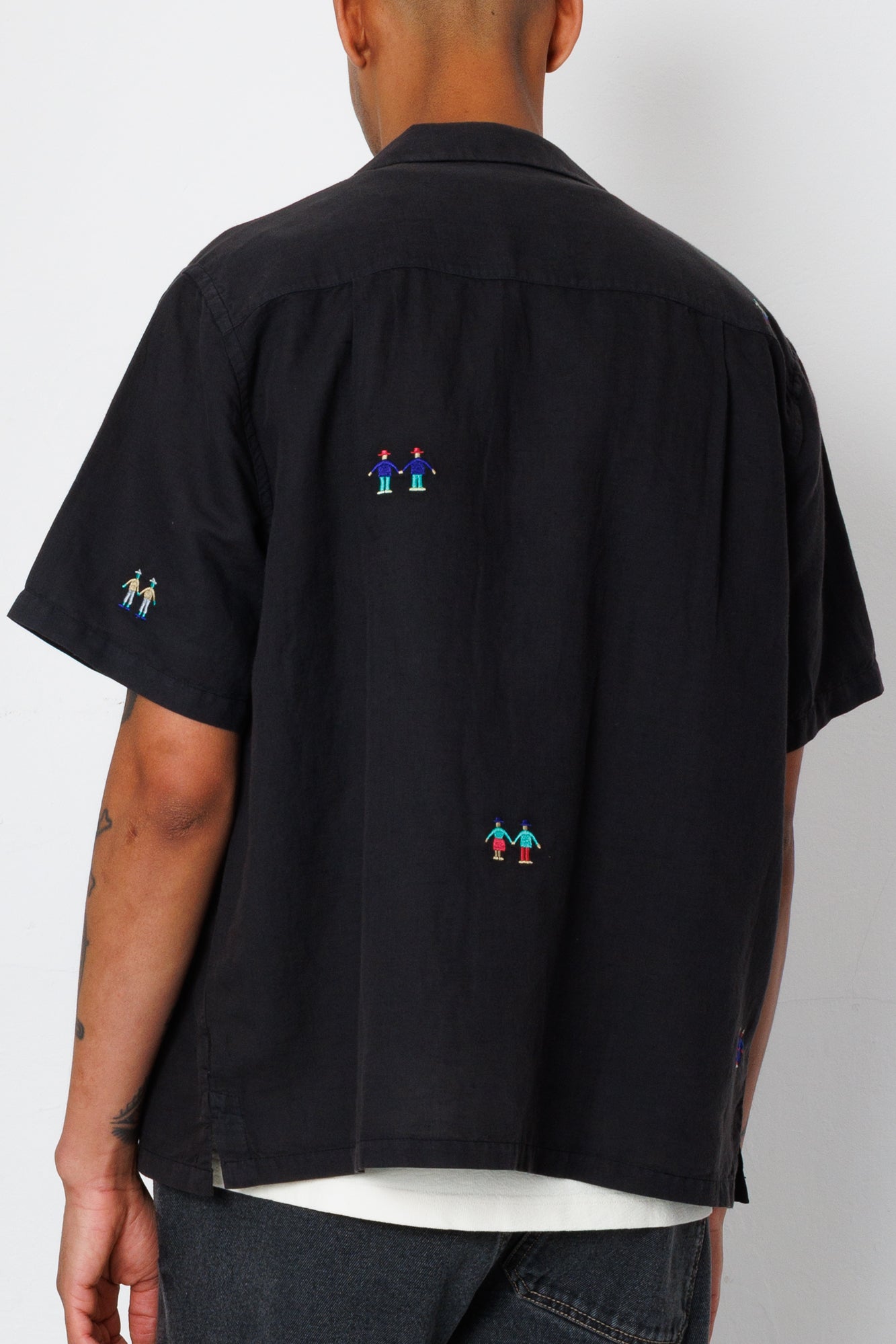 Relaxed Soft Collar Shirt - Soft Black Embroidery | END. Exclusive