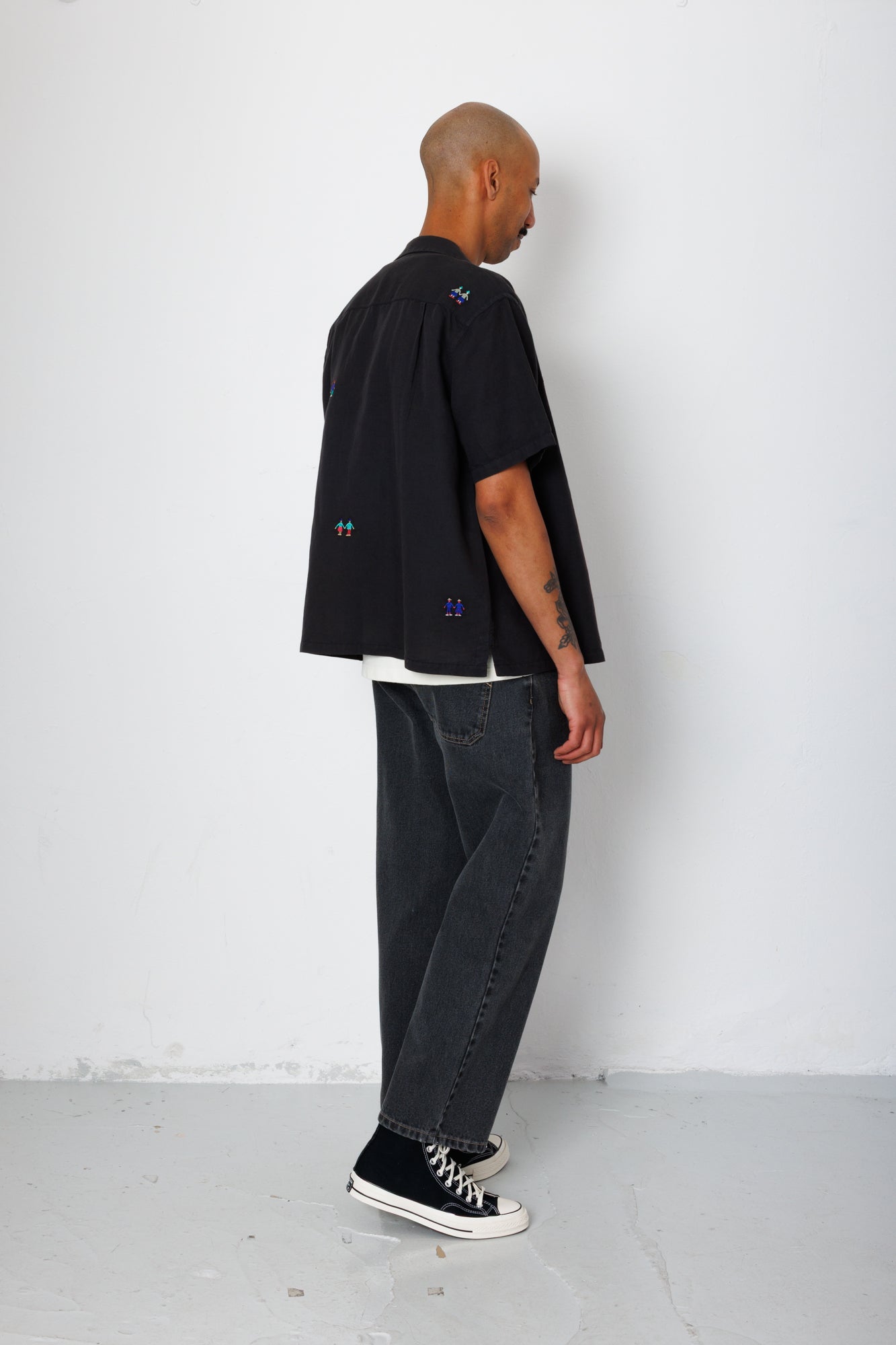 Relaxed Soft Collar Shirt - Soft Black Embroidery | END. Exclusive