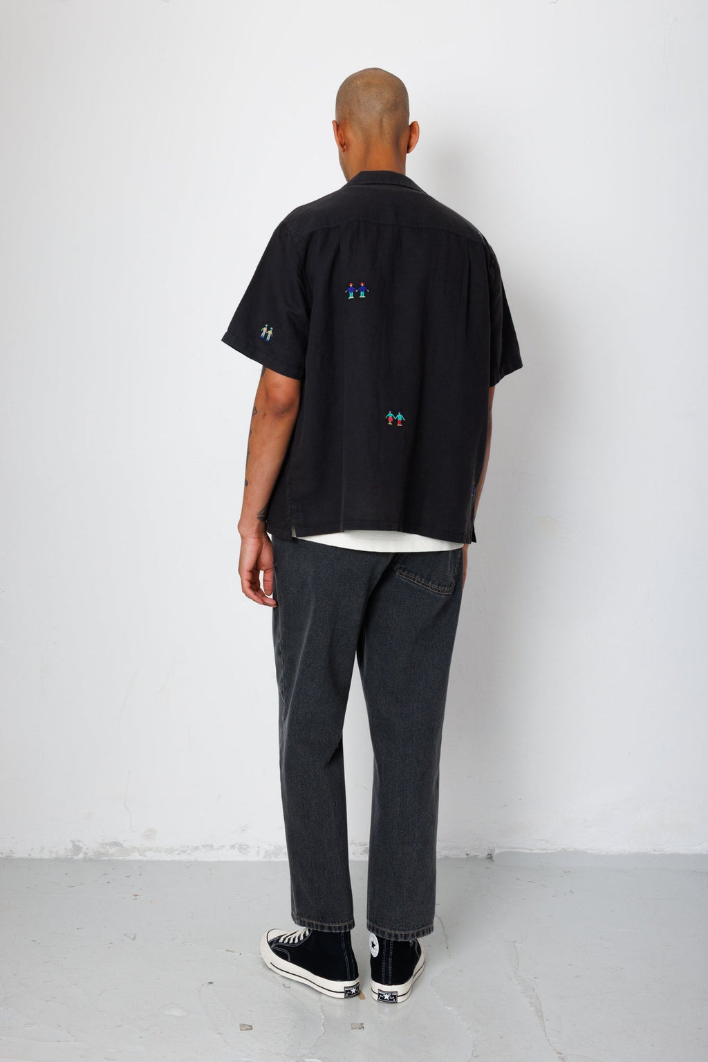 Relaxed Soft Collar Shirt - Soft Black Embroidery | END. Exclusive