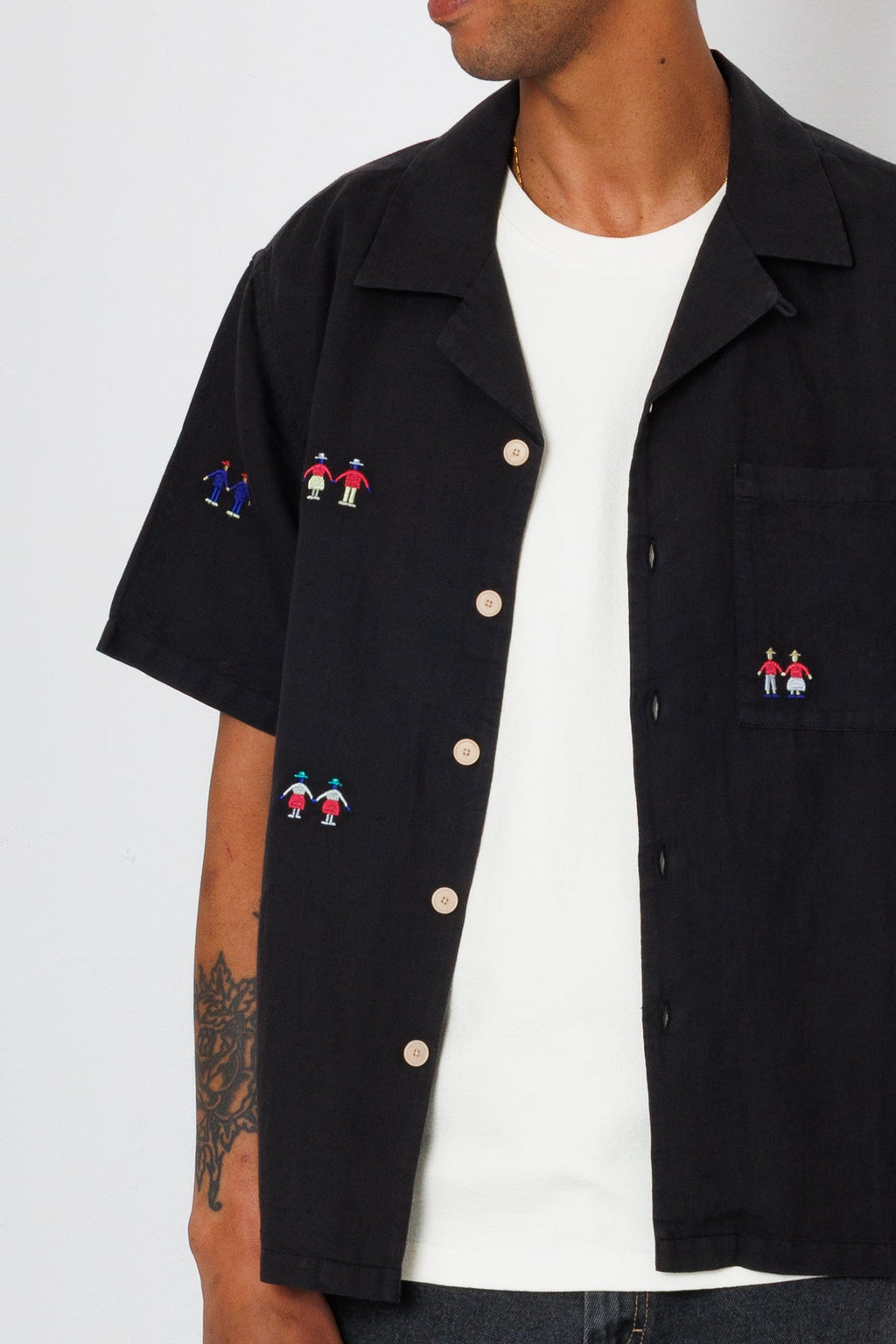 Relaxed Soft Collar Shirt - Soft Black Embroidery | END. Exclusive
