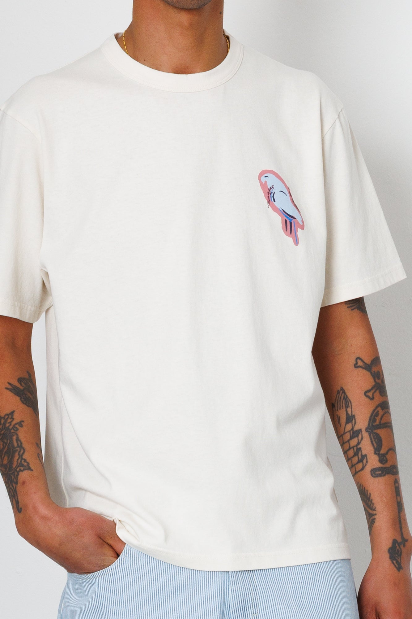 Relaxed T-Shirt - Ecru Parrot Print | Folk x Goss Brothers