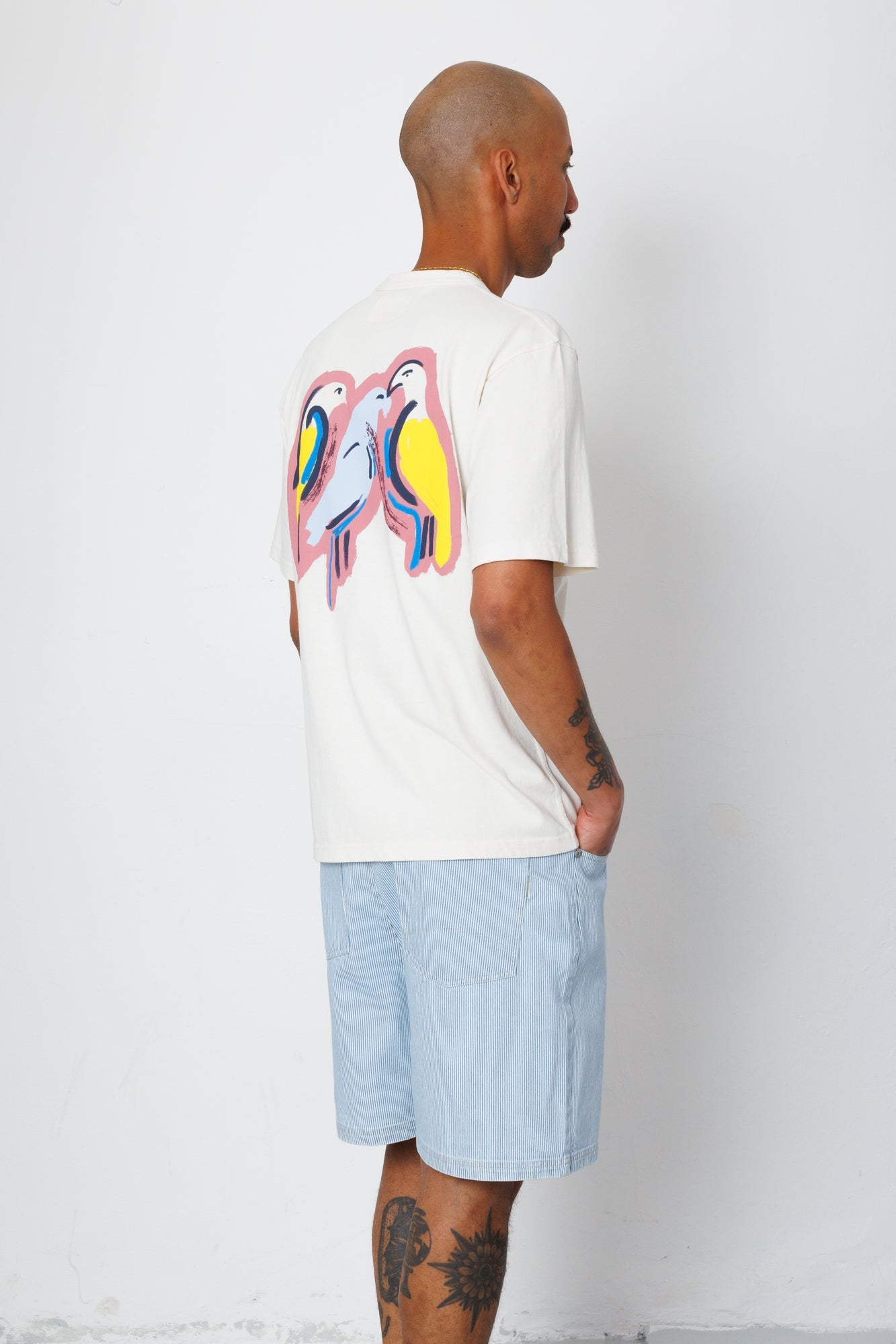 Relaxed T-Shirt - Ecru Parrot Print | Folk x Goss Brothers