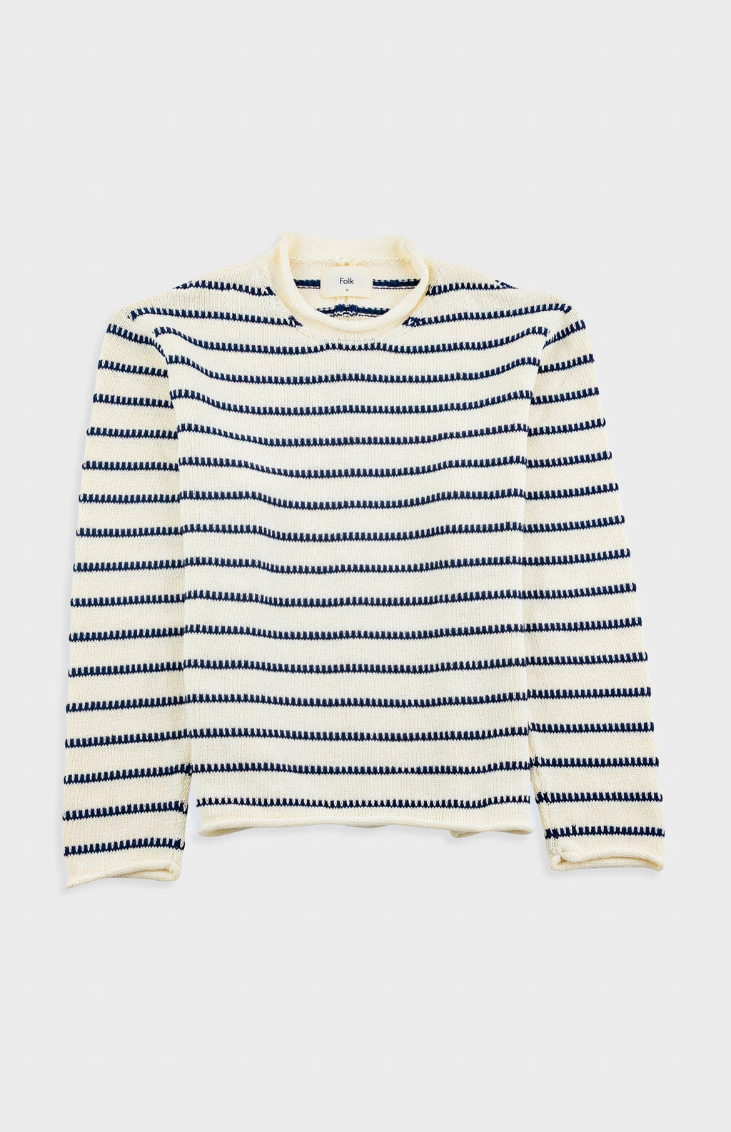 Slouch Crew - Black White Textured Stripe