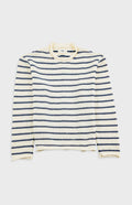 Slouch Crew - Black White Textured Stripe