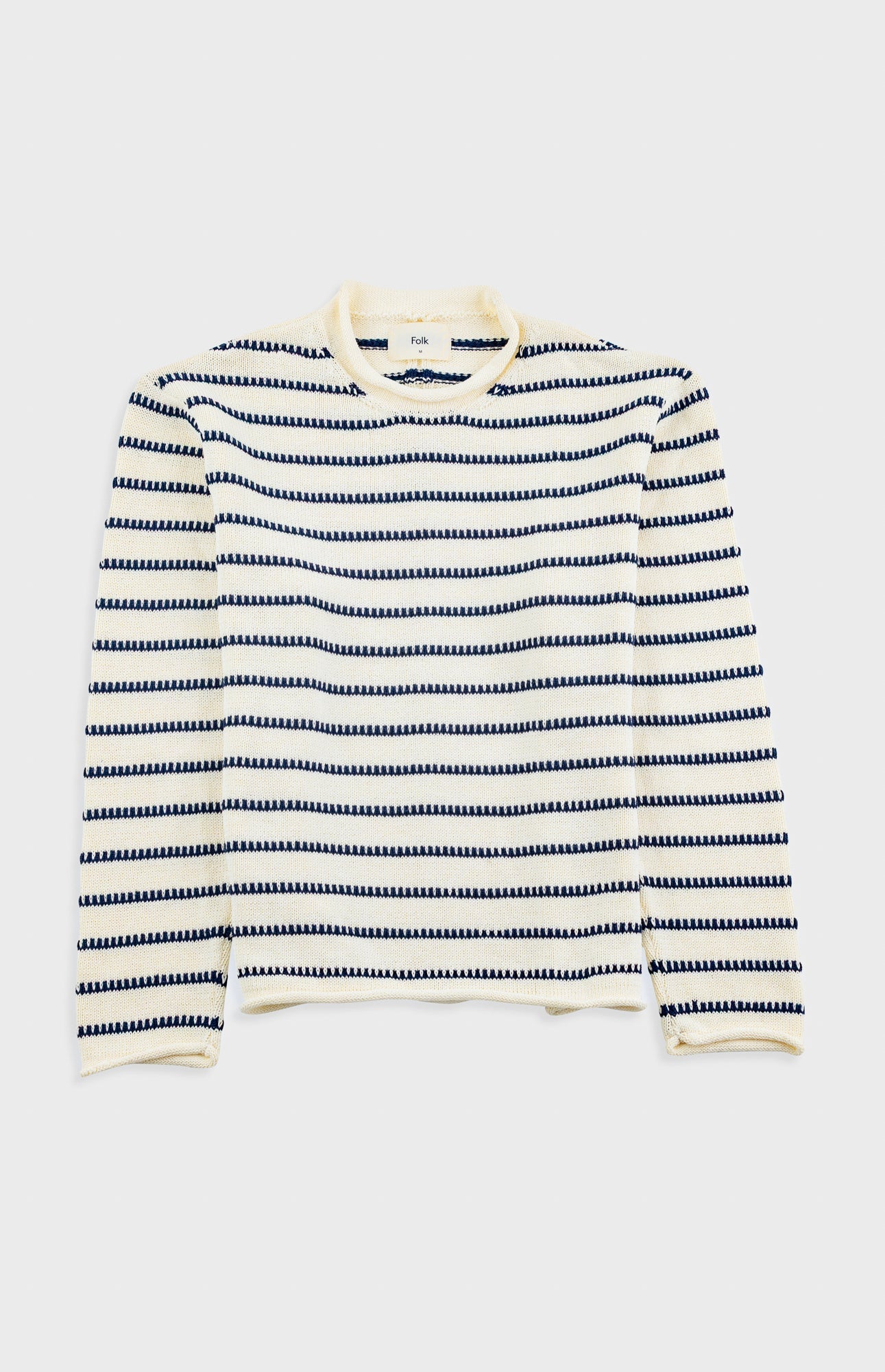 Slouch Crew - Black White Textured Stripe