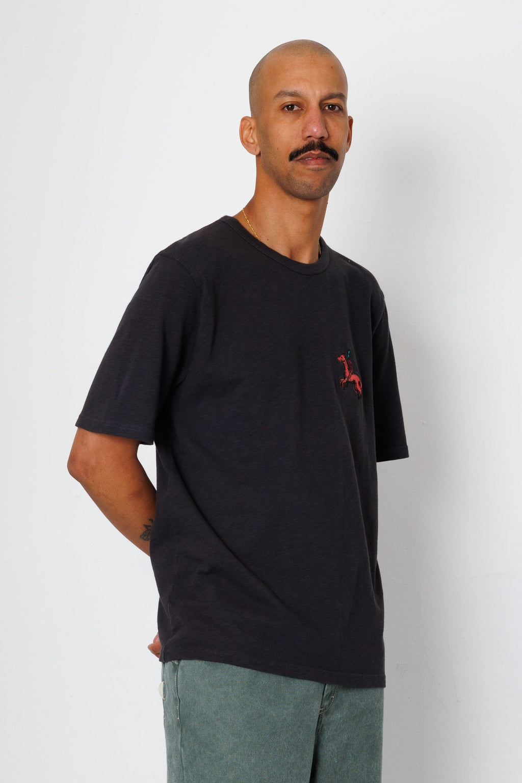 Slub Embroidery T-Shirt - Black Carousel | Folk x Goss Brothers