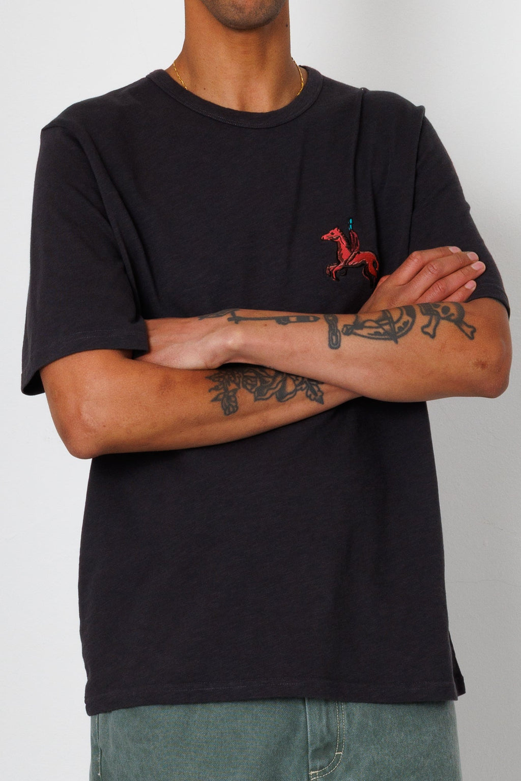 Slub Embroidery T-Shirt - Black Carousel | Folk x Goss Brothers
