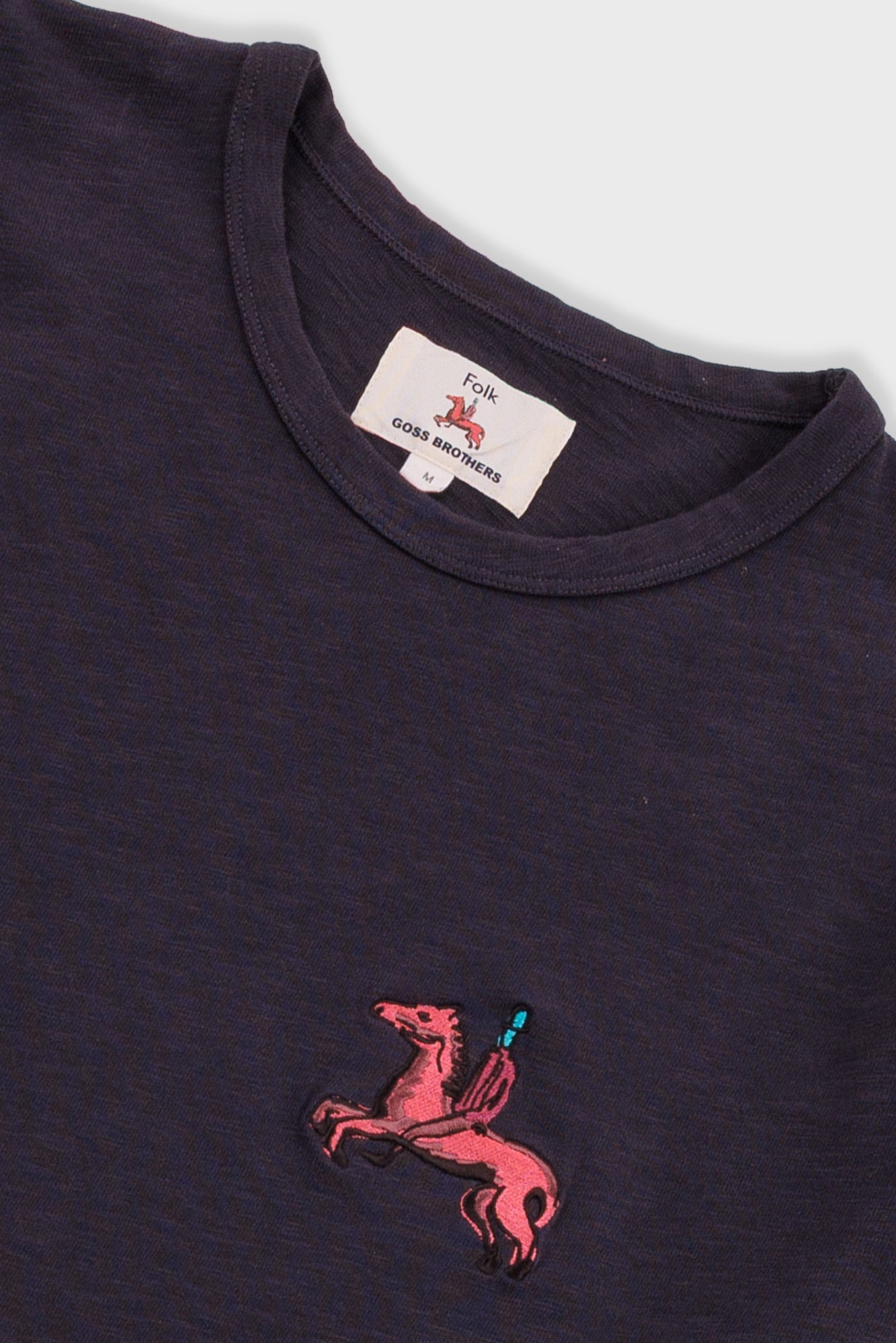 Slub Embroidery T-Shirt - Black Carousel | Folk x Goss Brothers