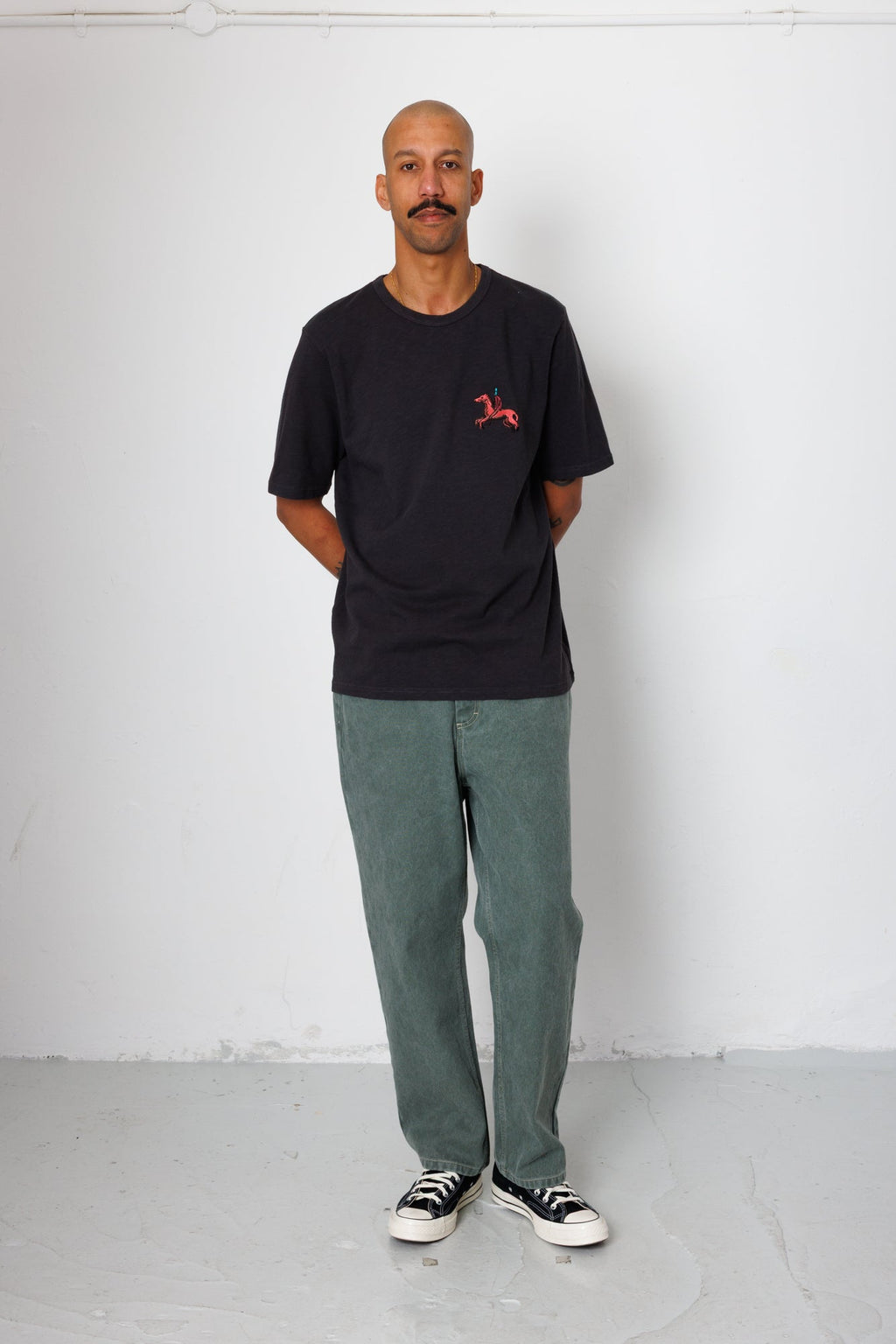 Slub Embroidery T-Shirt - Black Carousel | Folk x Goss Brothers