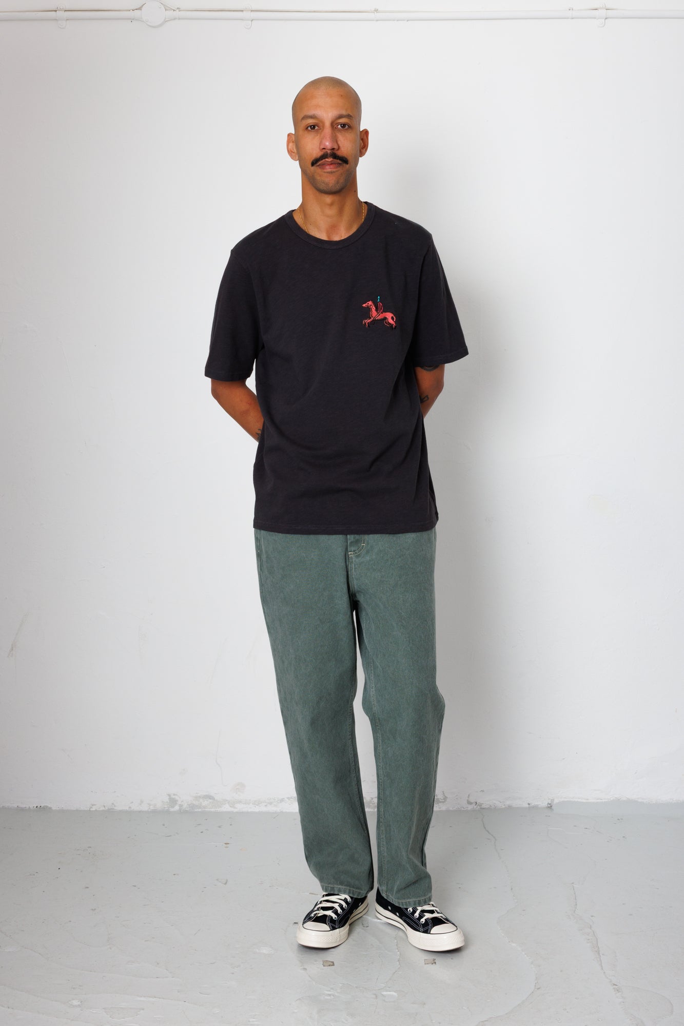 Slub Embroidery T-Shirt - Black Carousel | Folk x Goss Brothers