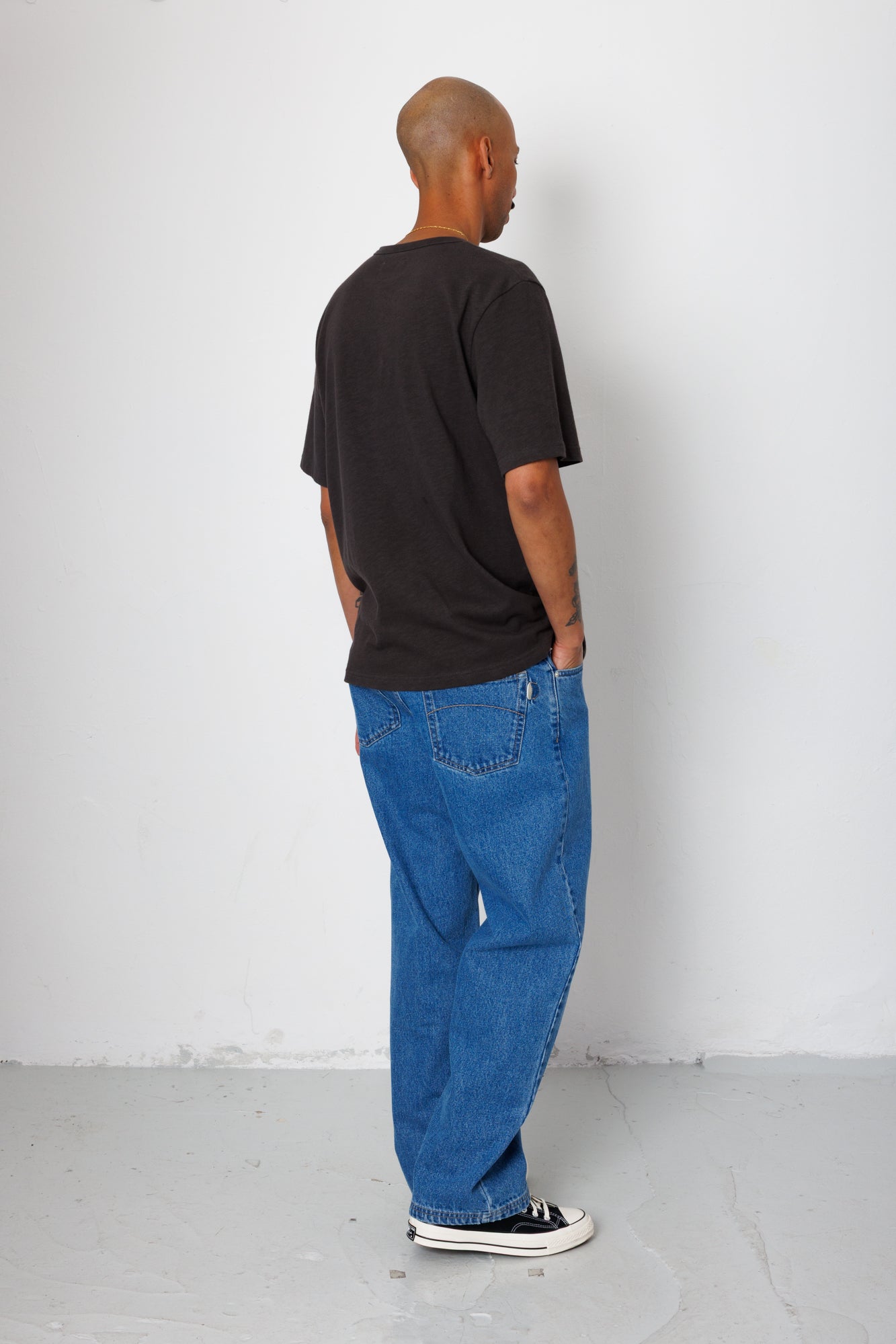 Slub Embroidery T-Shirt - Black Comet | Folk x Goss Brothers