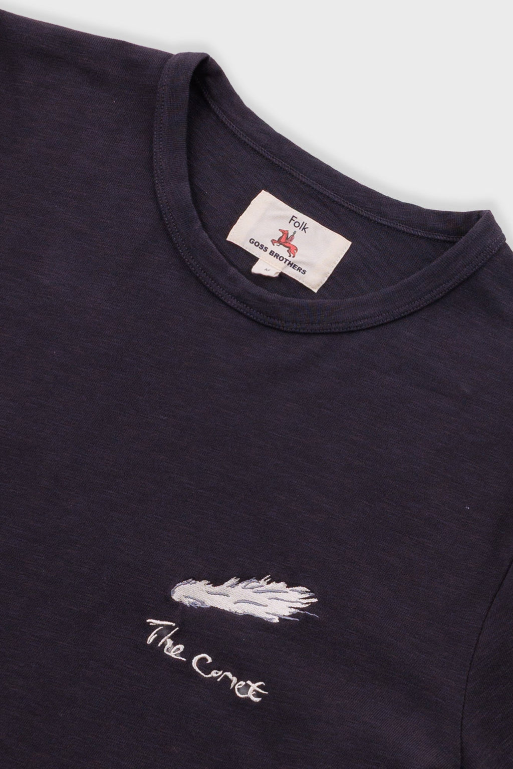 Slub Embroidery T-Shirt - Black Comet | Folk x Goss Brothers