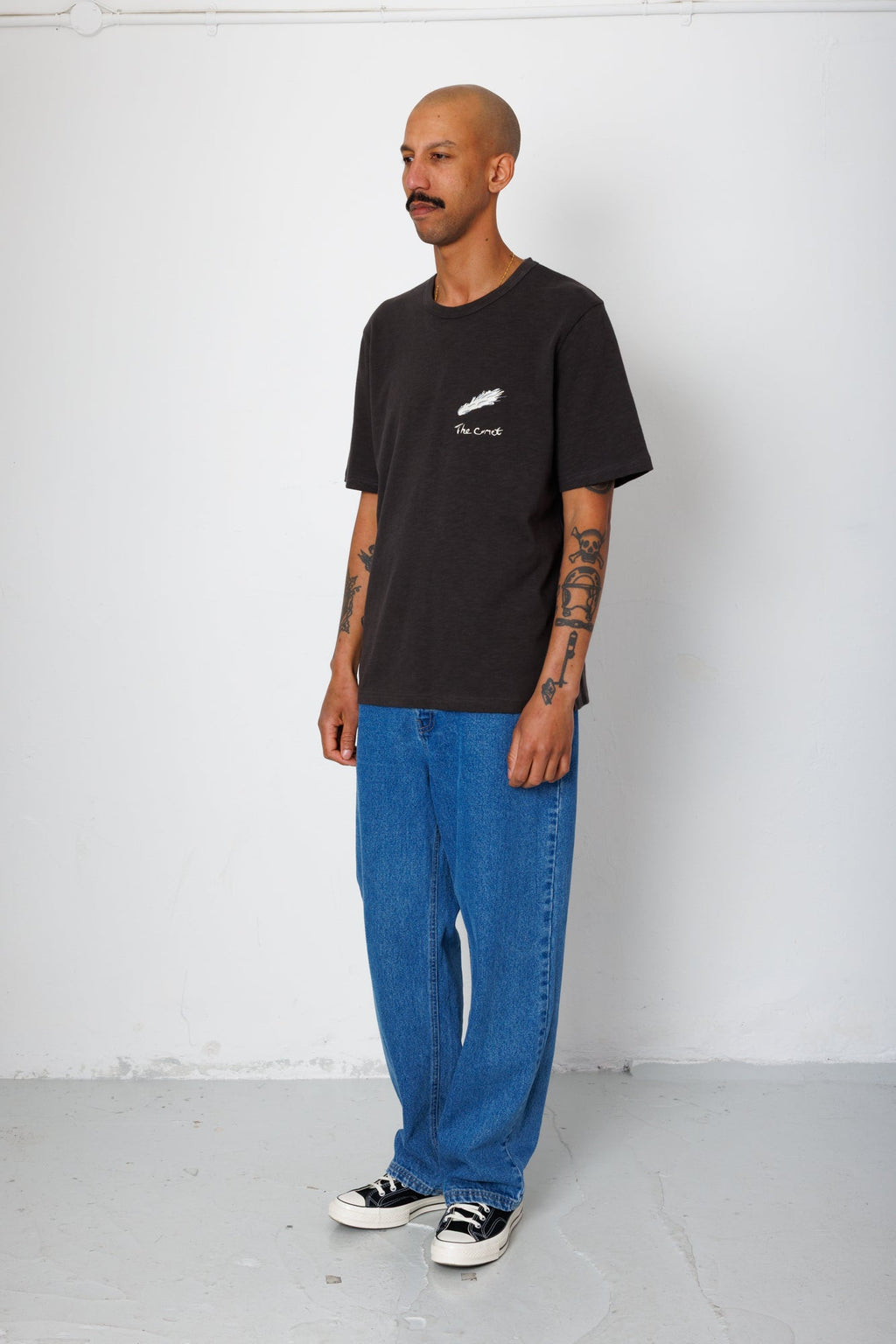 Slub Embroidery T-Shirt - Black Comet | Folk x Goss Brothers