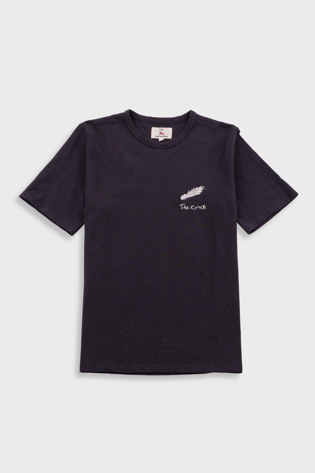 Slub Embroidery T-Shirt - Black Comet | Folk x Goss Brothers