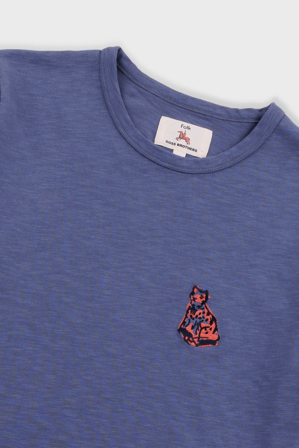 Slub Embroidery T-Shirt - Navy Jungle Cat | Folk x Goss Brothers