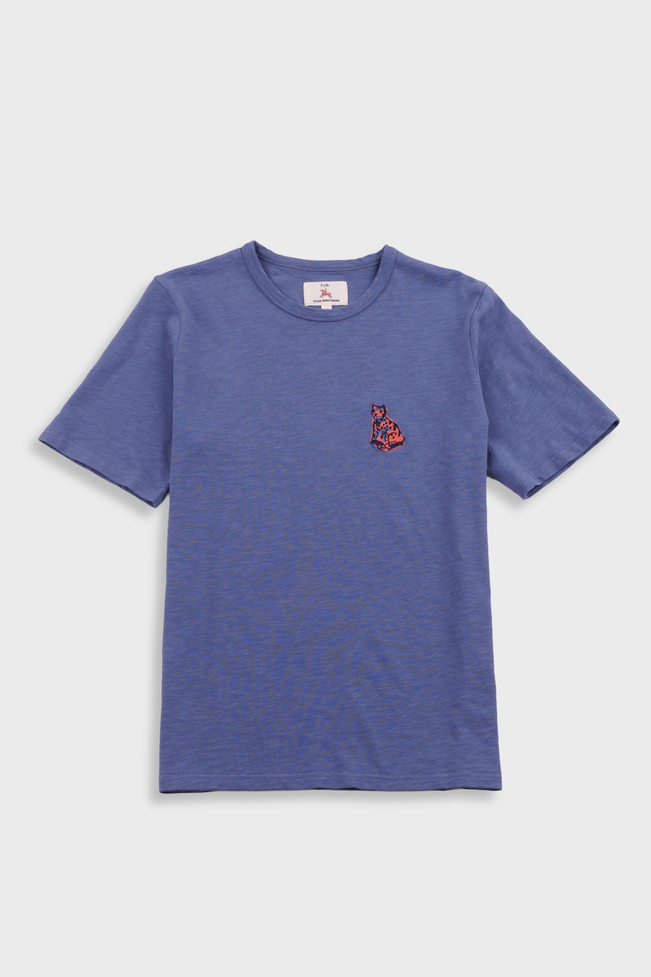 Slub Embroidery T-Shirt - Navy Jungle Cat | Folk x Goss Brothers