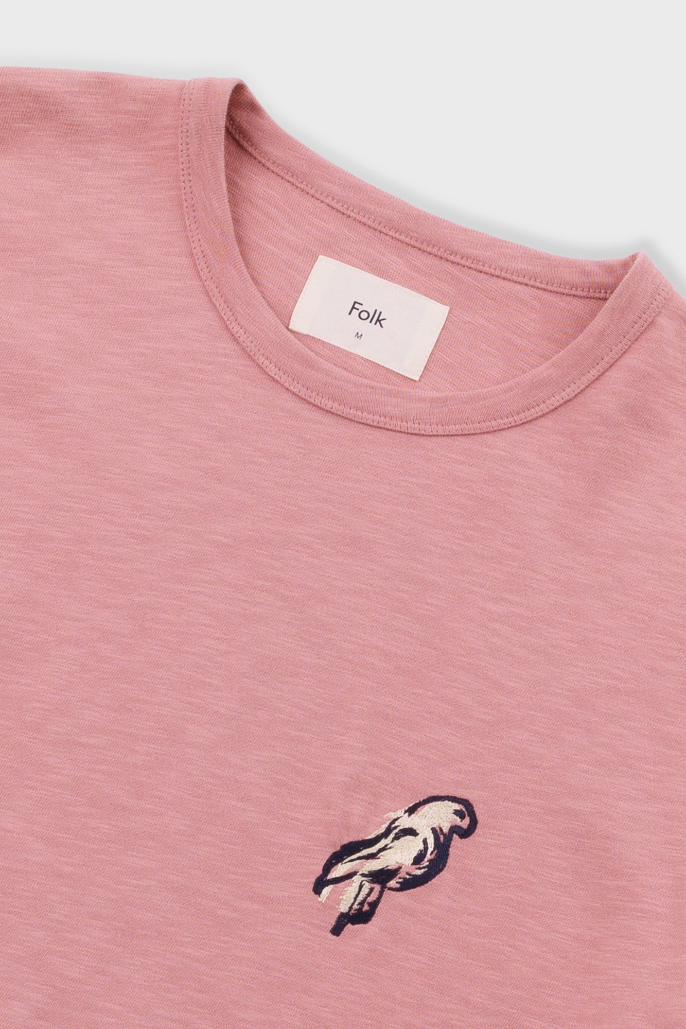 Slub Embroidery T-Shirt - Dusty Pink Parrot | Folk x Goss Brothers