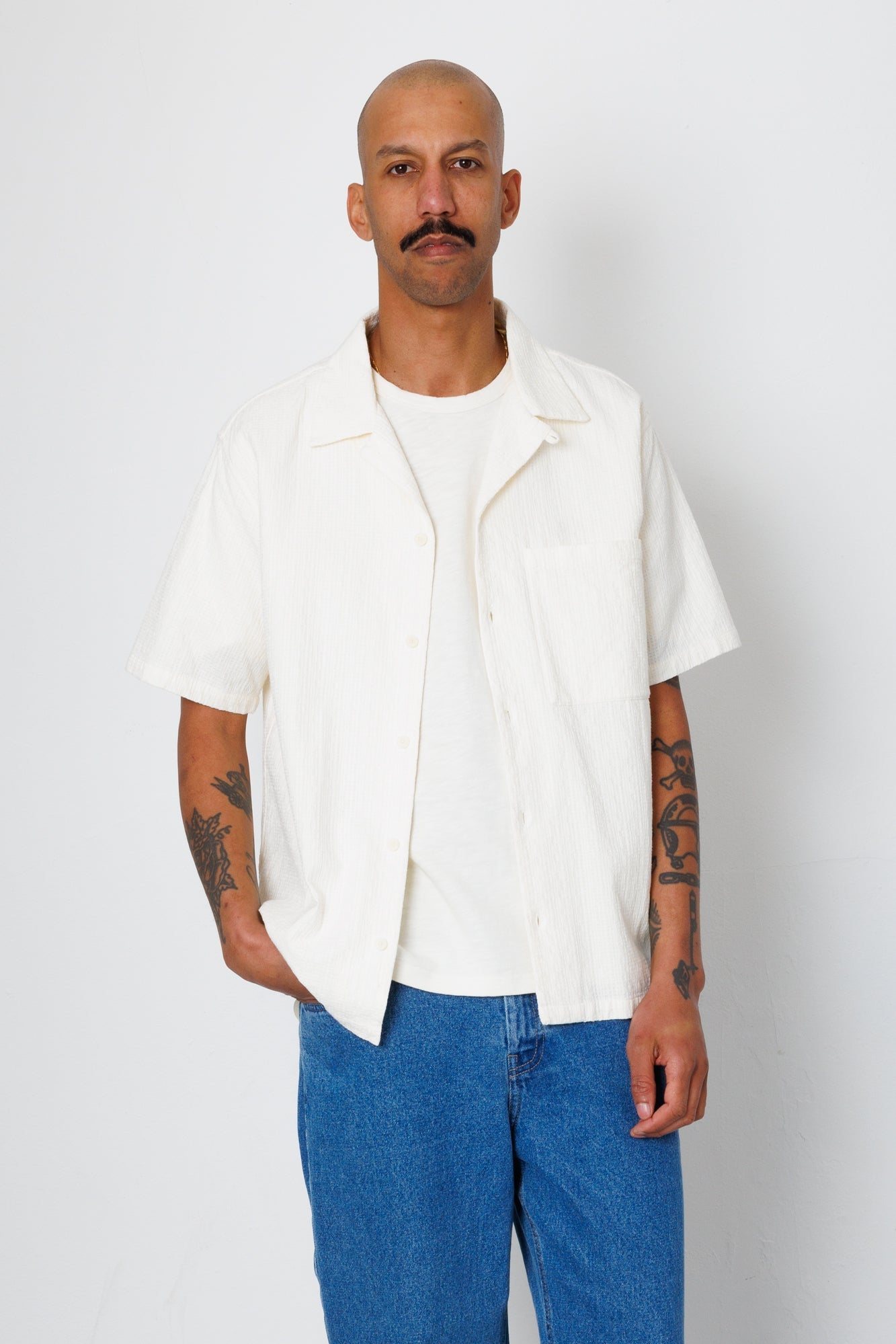 Relaxed Soft Collar Shirt - Ecru Tapestry
