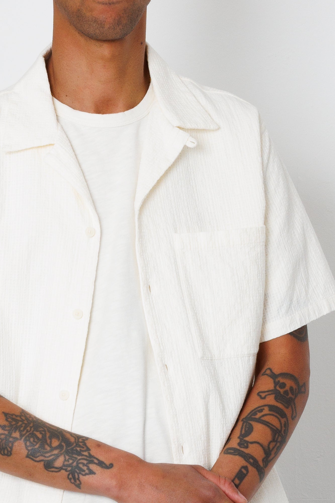Relaxed Soft Collar Shirt - Ecru Tapestry