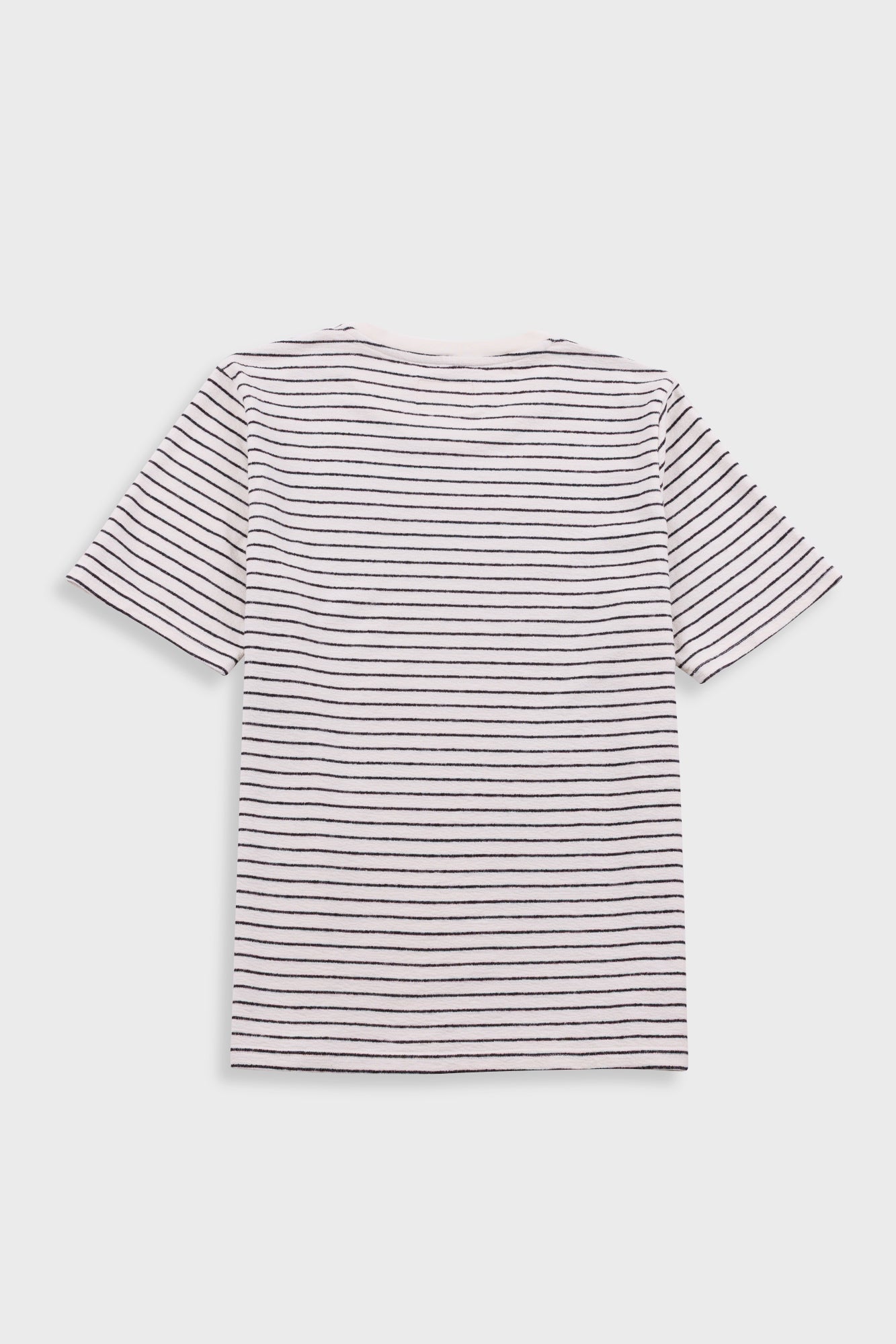Short Sleeve Textured Striped T-Shirt - Ecru / Black