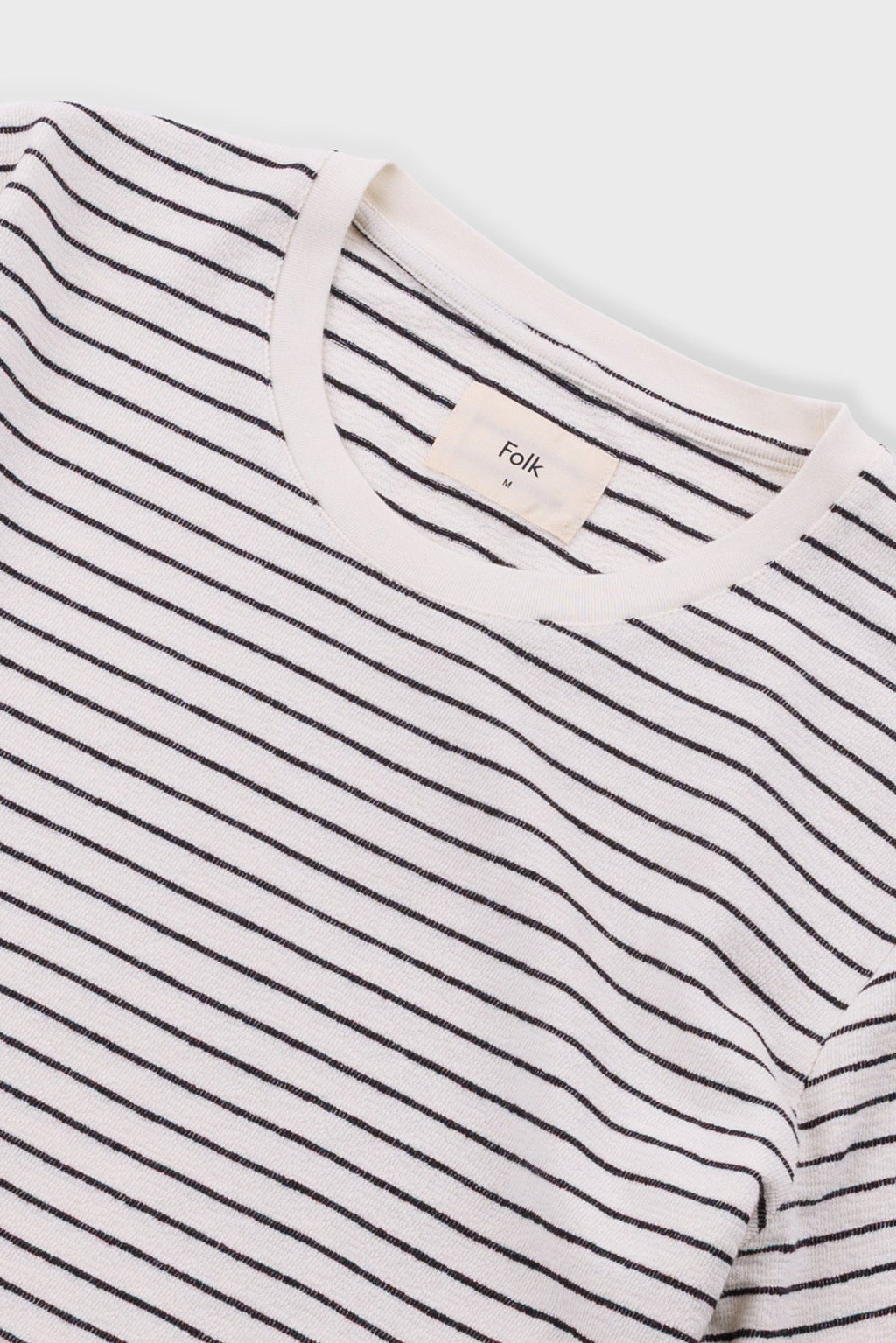 Short Sleeve Textured Striped T-Shirt - Ecru / Black