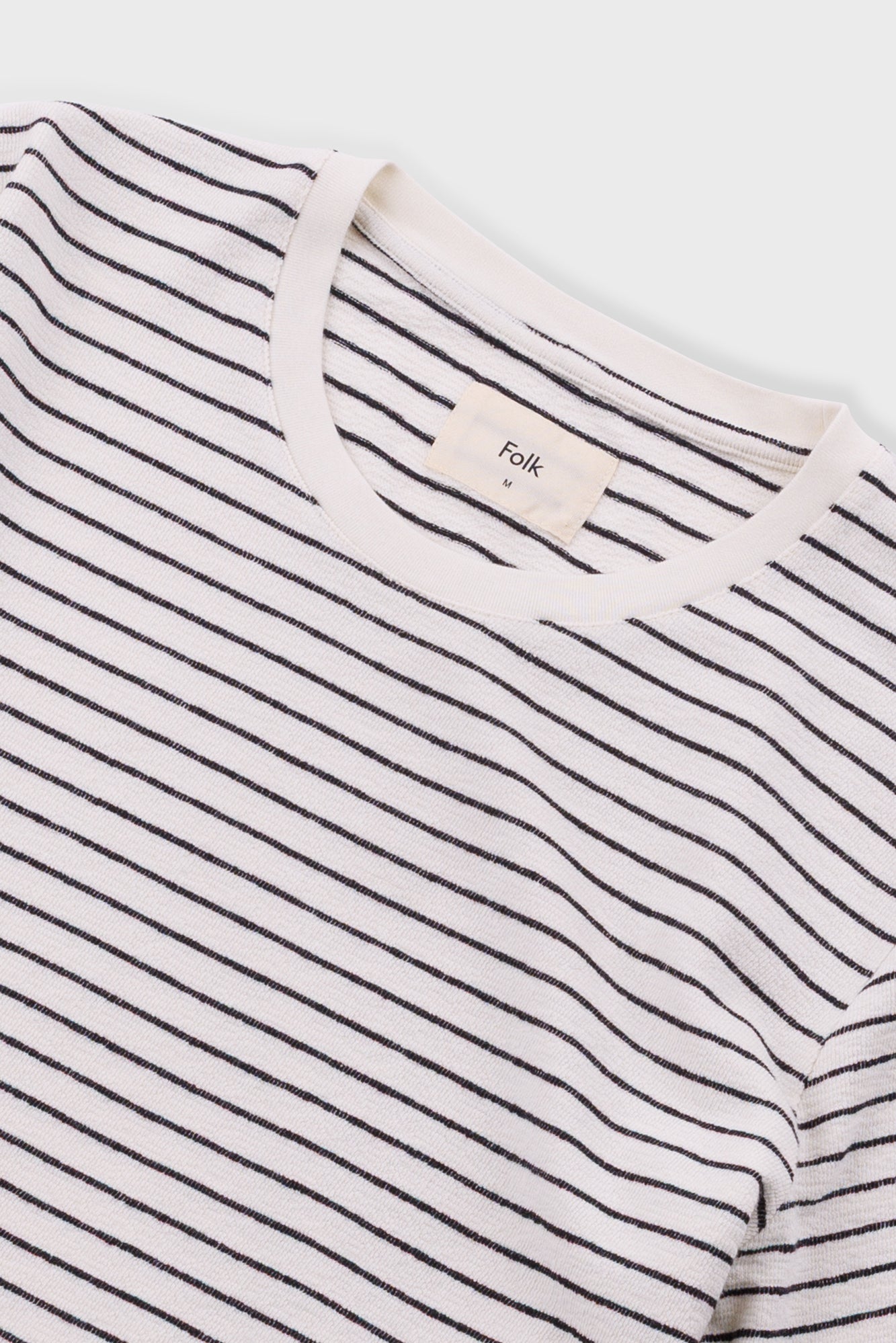 Short Sleeve Textured Striped T-Shirt - Ecru / Black