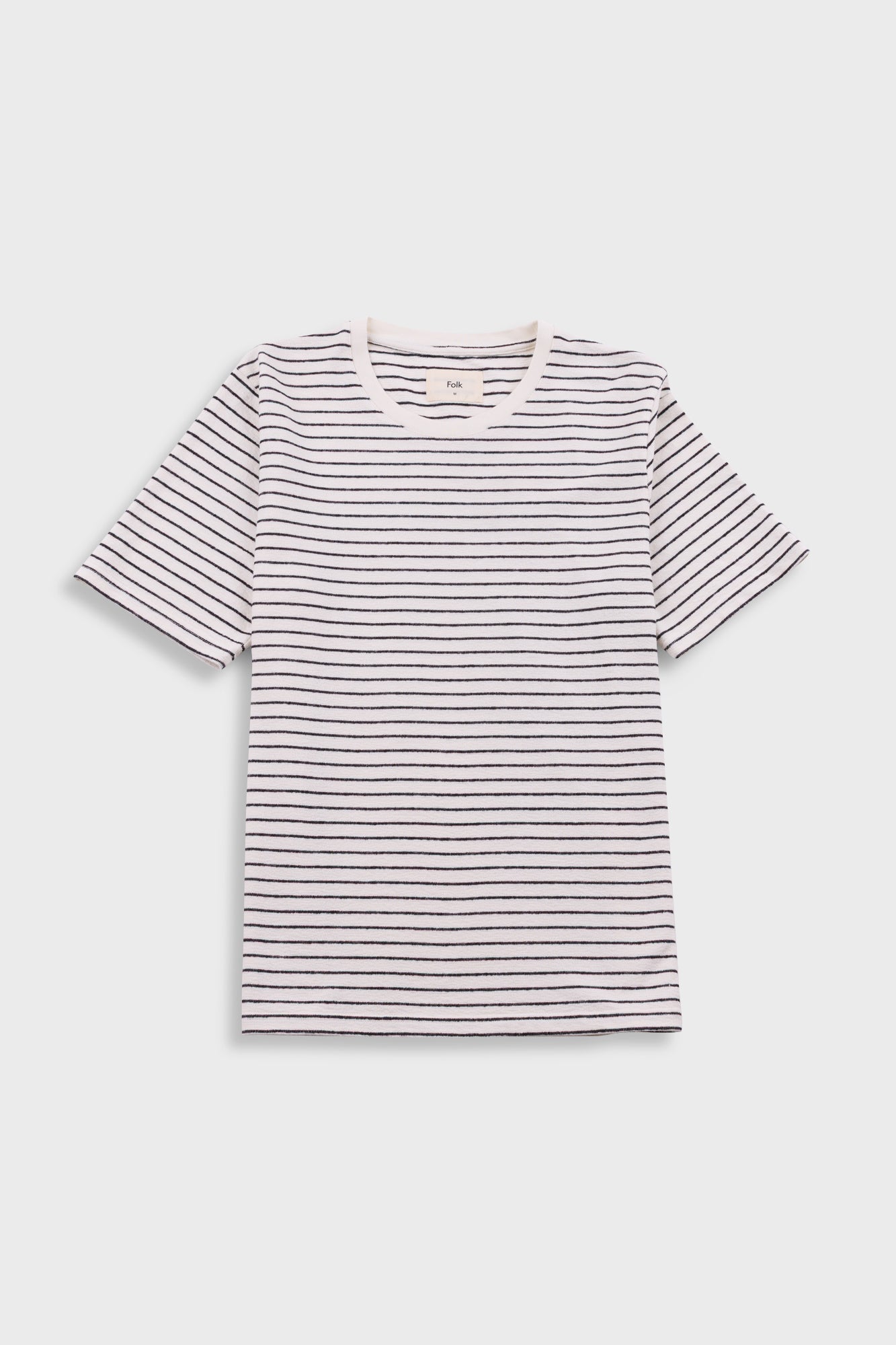 Short Sleeve Textured Striped T-Shirt - Ecru / Black