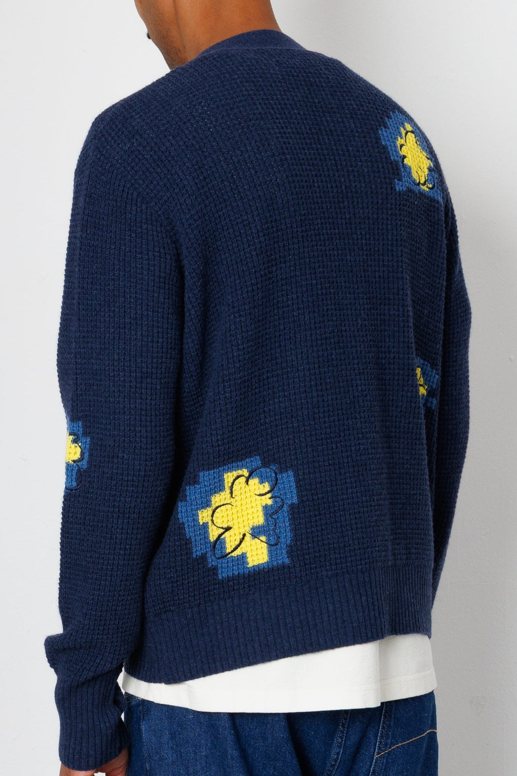Waffle Cardigan - Embroidered Yellow Flower | Folk x Goss Brothers