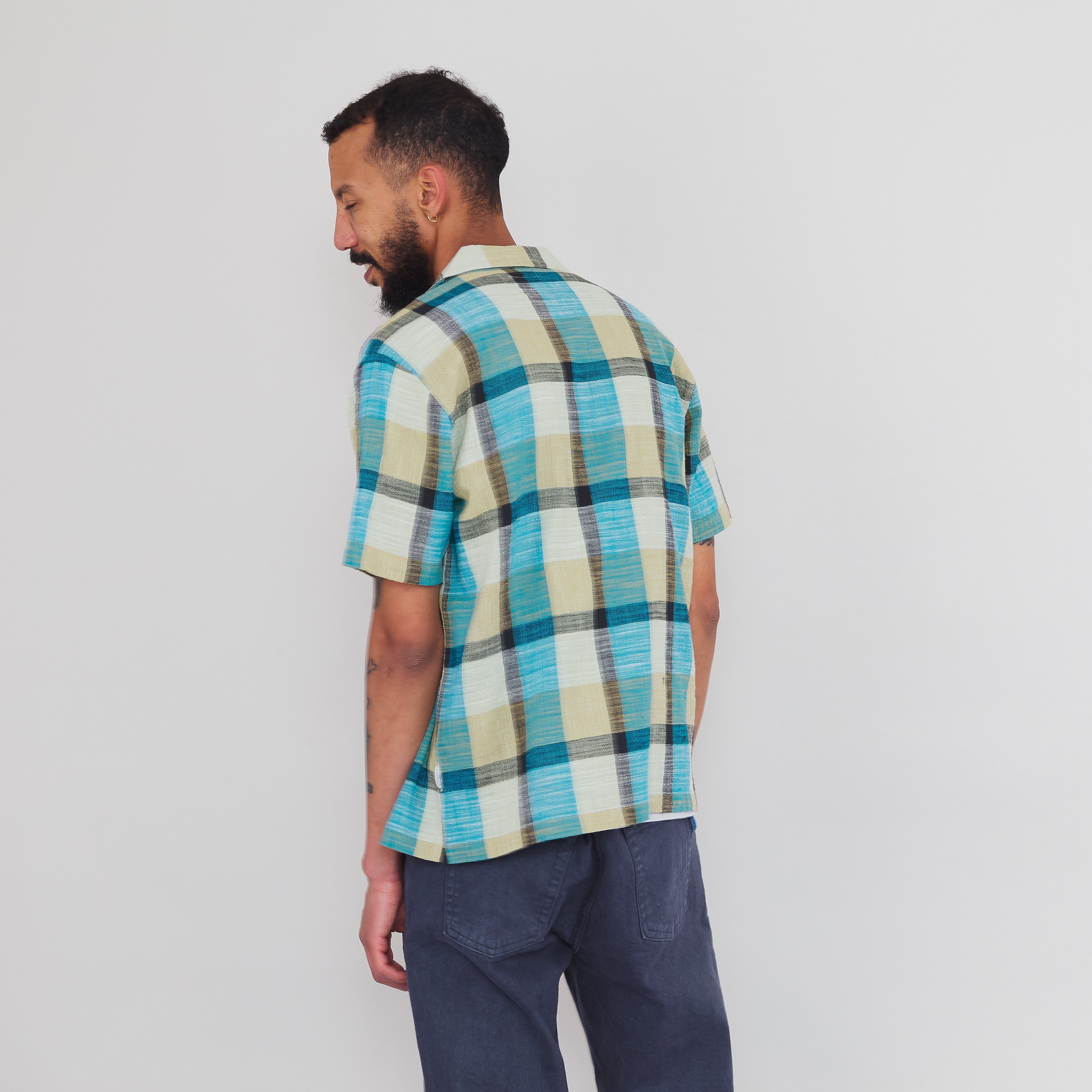 Short Sleeve Soft Collar Shirt - Multigingham Check