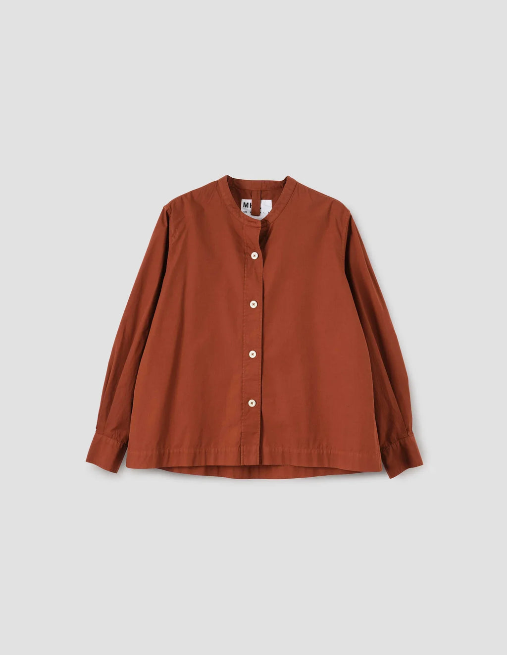 MHL | Button Through Collarless Shirt - Brick